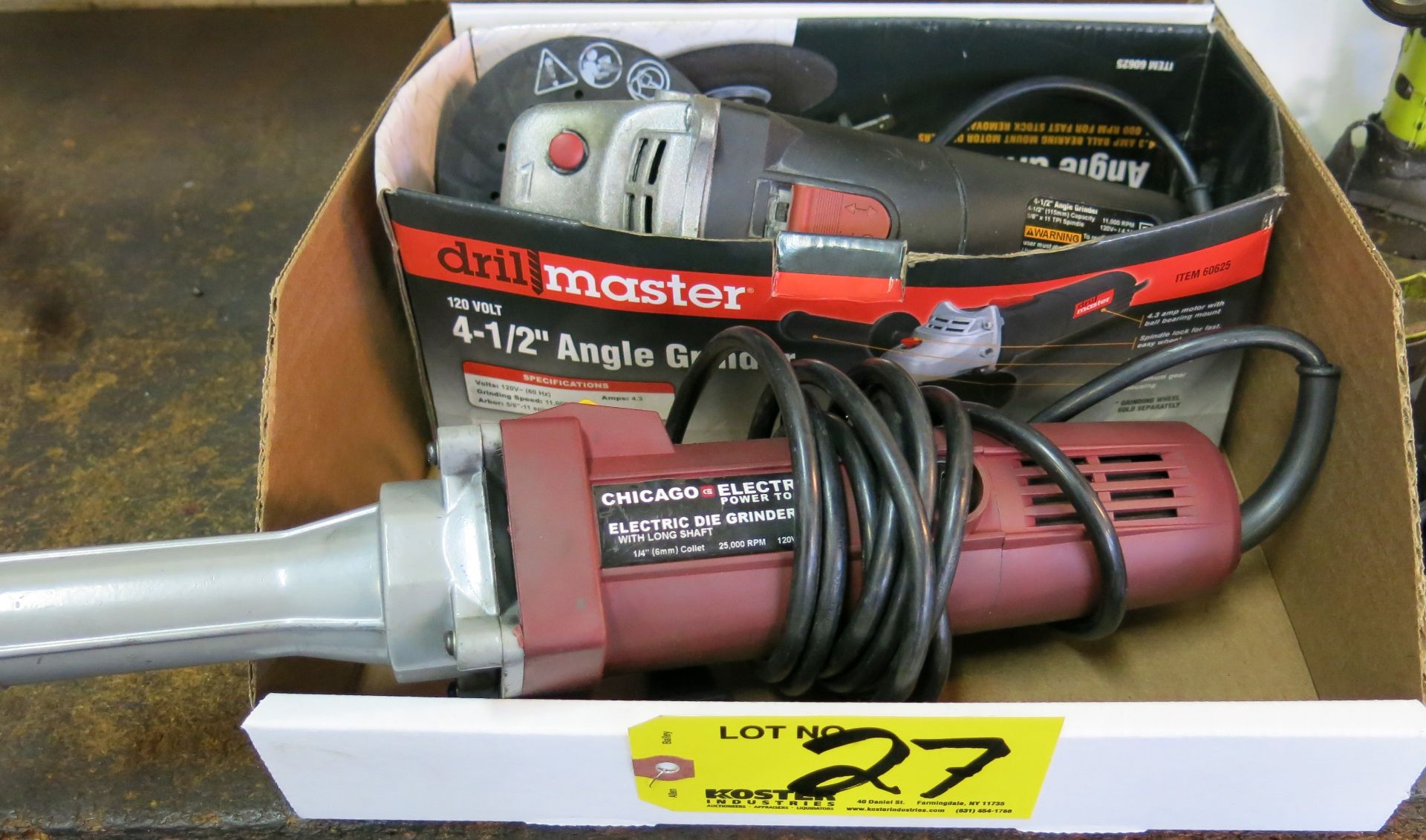 (1) CHICAGO ELECTRIC ELECTRIC DIE GRINDER, (1) DRILL MASTER 4-1/2" ANGLE GRINDER