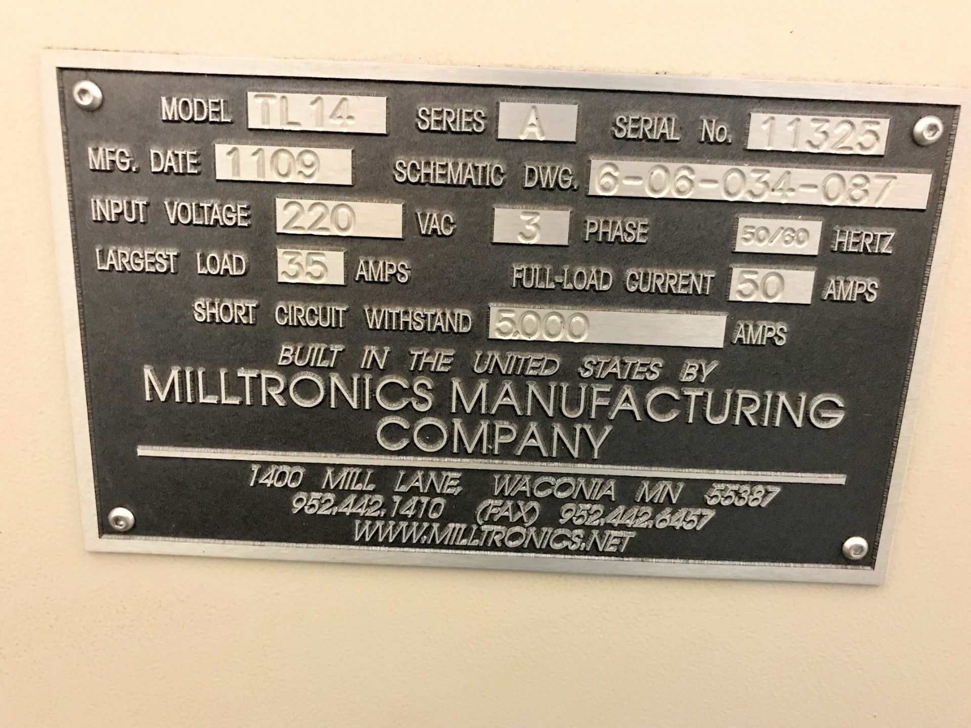 MILLTRONICS TL14 CNC LATHE, 14" SWING OVER BED, 36" BETWEEN CENTERS, 100-3,000 RPM, 12-HP, TOOL - Image 7 of 7