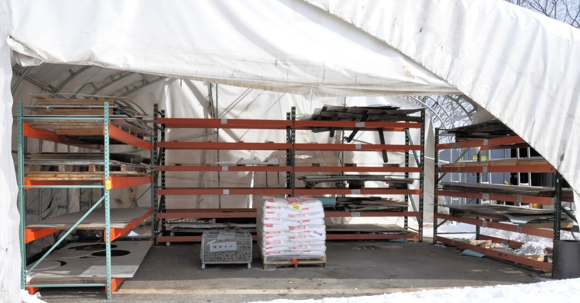 (4) SECTIONS 144" X 42" X 102" PALLET RACKS, (CONTENTS NOT INCLUDED), (INSIDE STRUCTURE BETWEEN