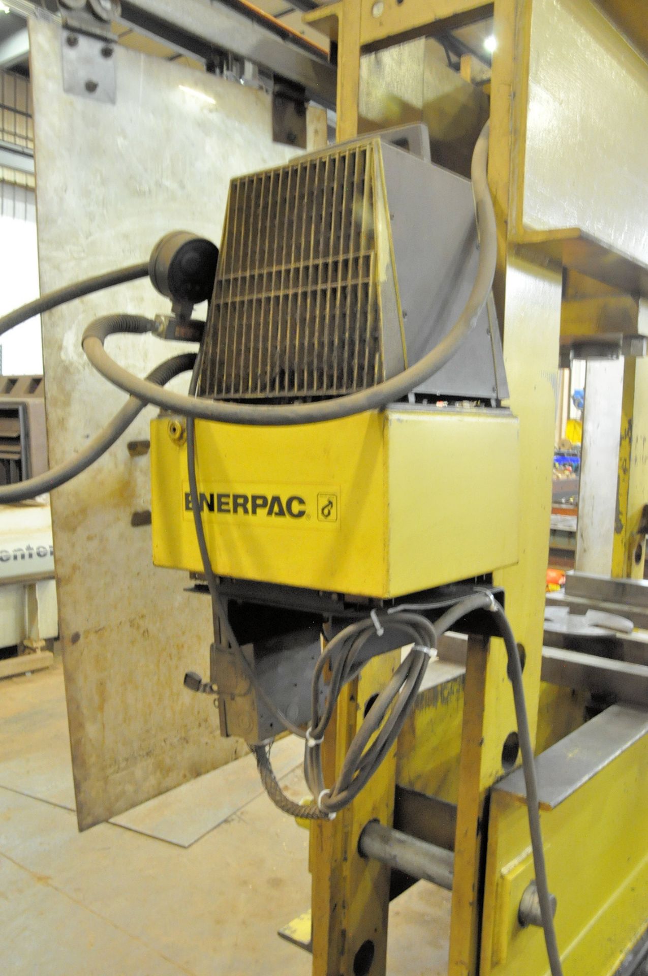 ENERPAC 150-TON CAPACITY H-FRAME HYDRAULIC PRESS, WITH SLIDING HEAD, 48" BETWEEN UPRIGHTS, - Image 4 of 4