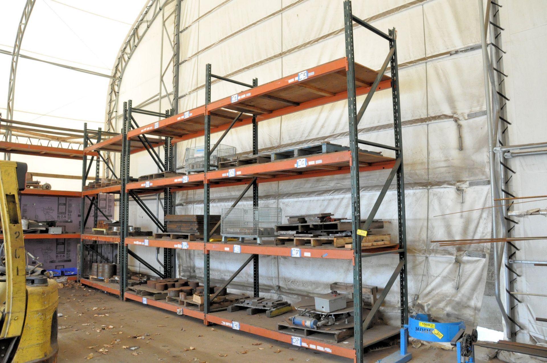 (6) SECTIONS 108" X 42" X 14' PALLET RACKS, (CONTENTS NOT INCLUDED), (INSIDE STRUCTURE A)