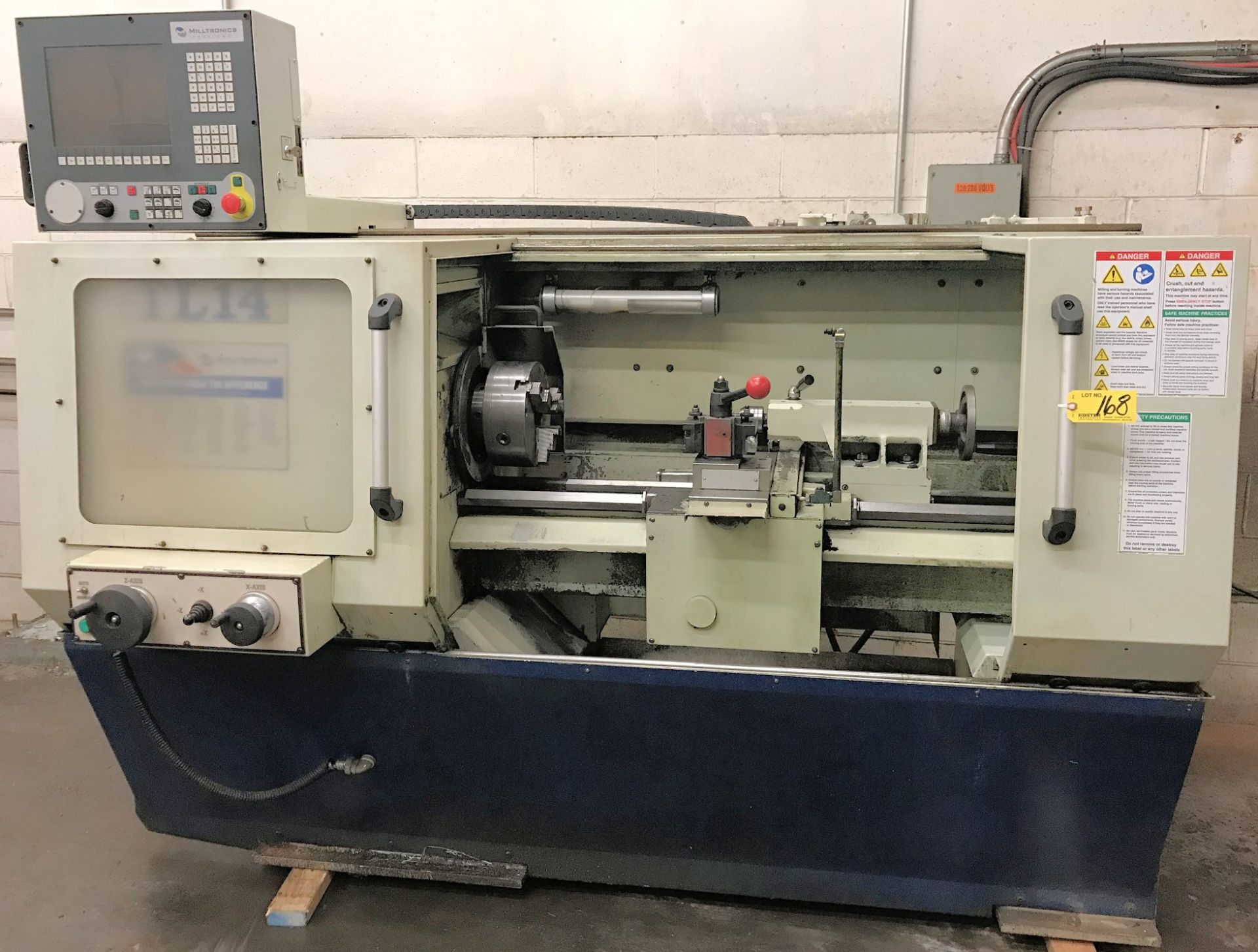 MILLTRONICS TL14 CNC LATHE, 14" SWING OVER BED, 36" BETWEEN CENTERS, 100-3,000 RPM, 12-HP, TOOL