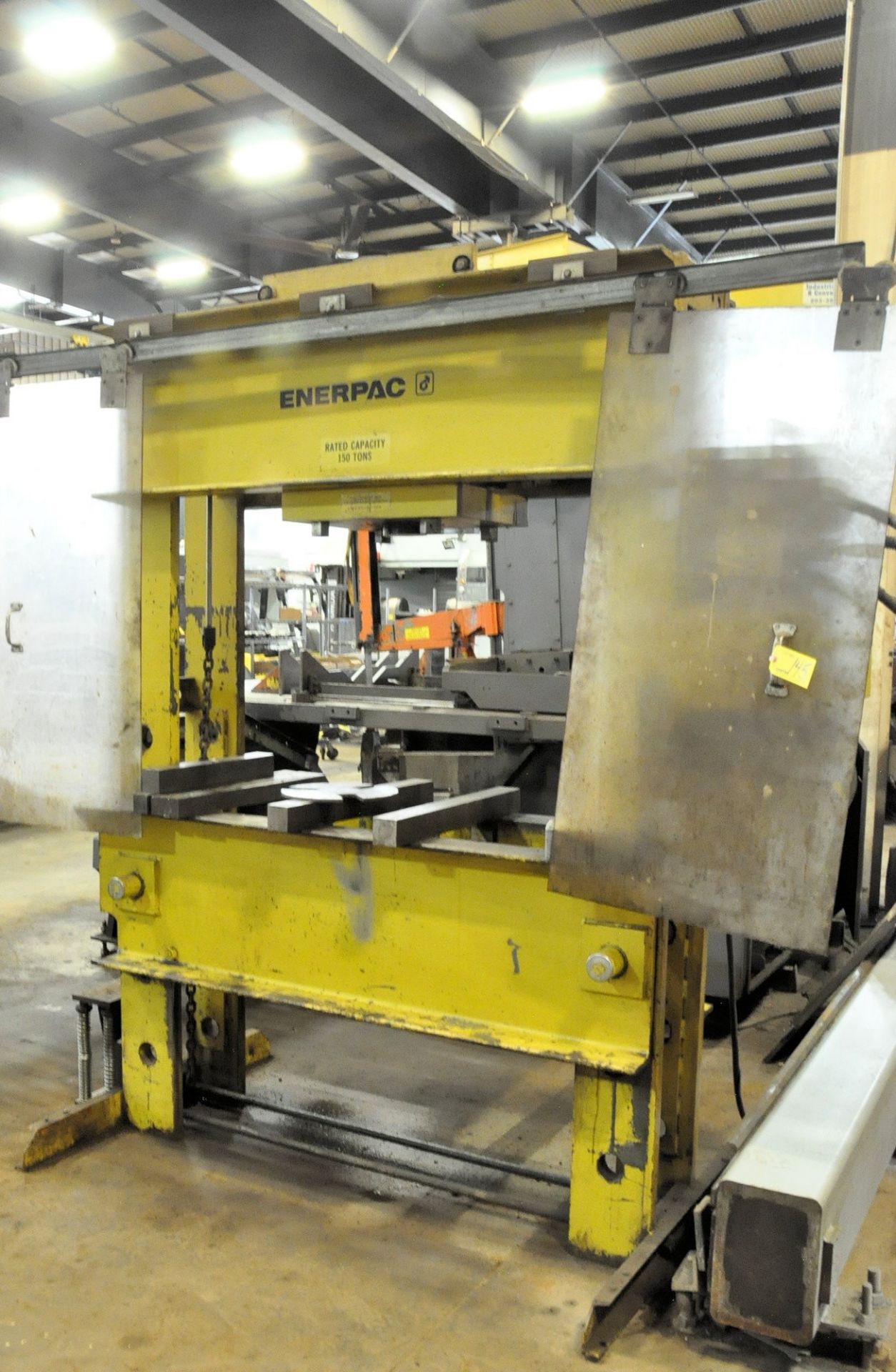 ENERPAC 150-TON CAPACITY H-FRAME HYDRAULIC PRESS, WITH SLIDING HEAD, 48" BETWEEN UPRIGHTS, - Image 2 of 4