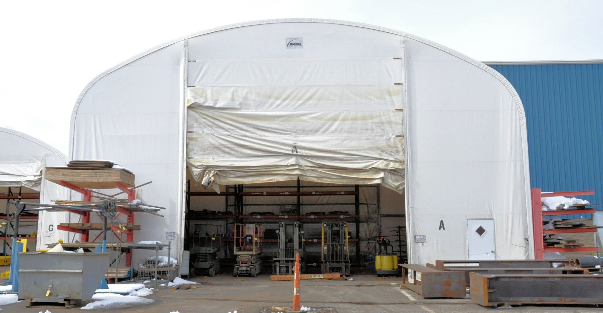 BIG TOP 50' X 30' X 30' FABRIC OUTSIDE STORAGE STRUCTURE, (STRUCTURE A)