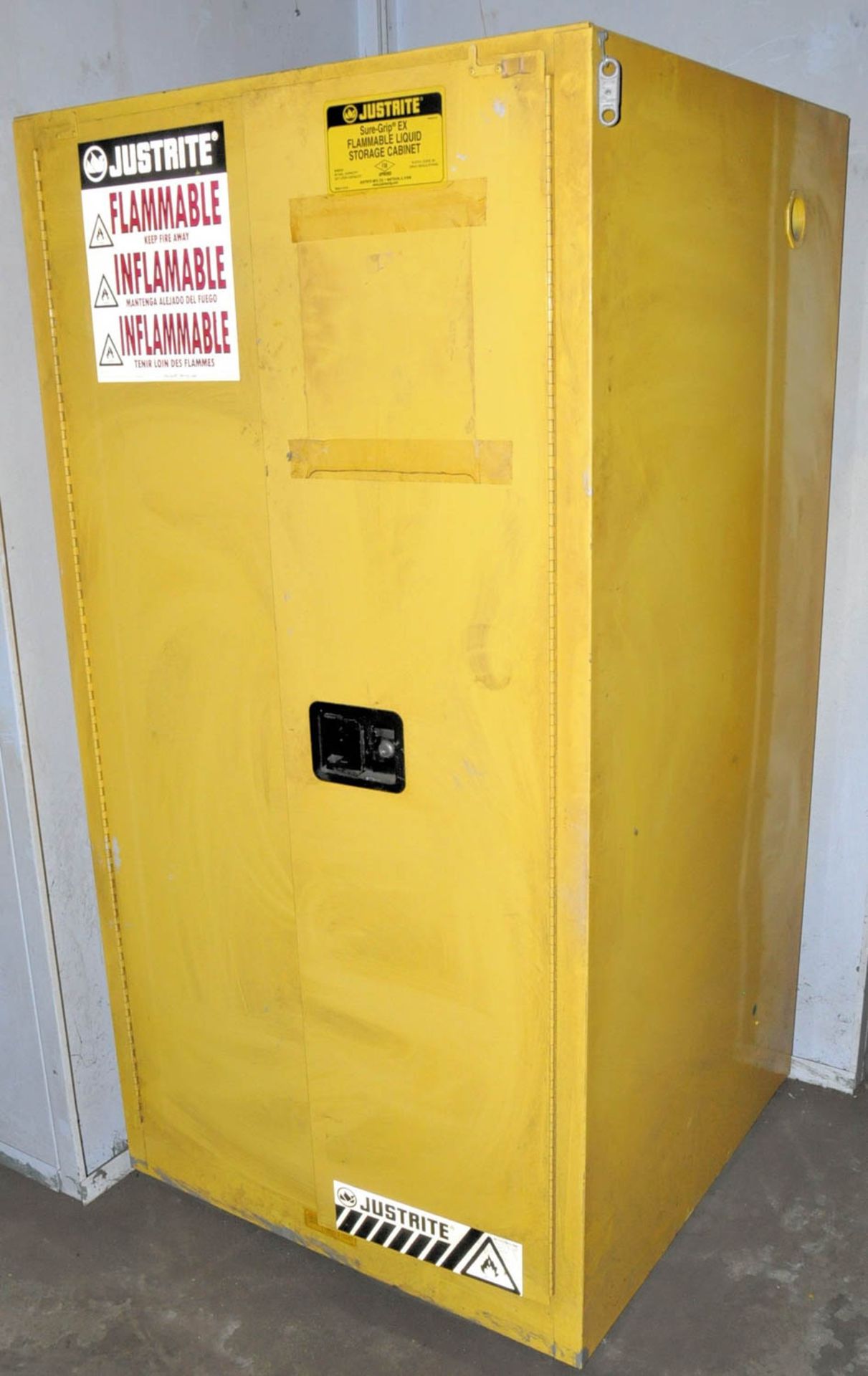 JUSTRITE 34" X 34" X 66"H 2-DOOR FLAMMABLE SAFETY CABINET WITH CONTENTS