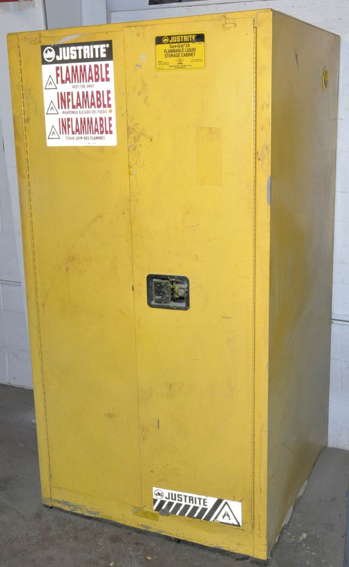 JUSTRITE 34" X 34" X 66"H 2-DOOR FLAMMABLE SAFETY CABINET WITH CONTENTS