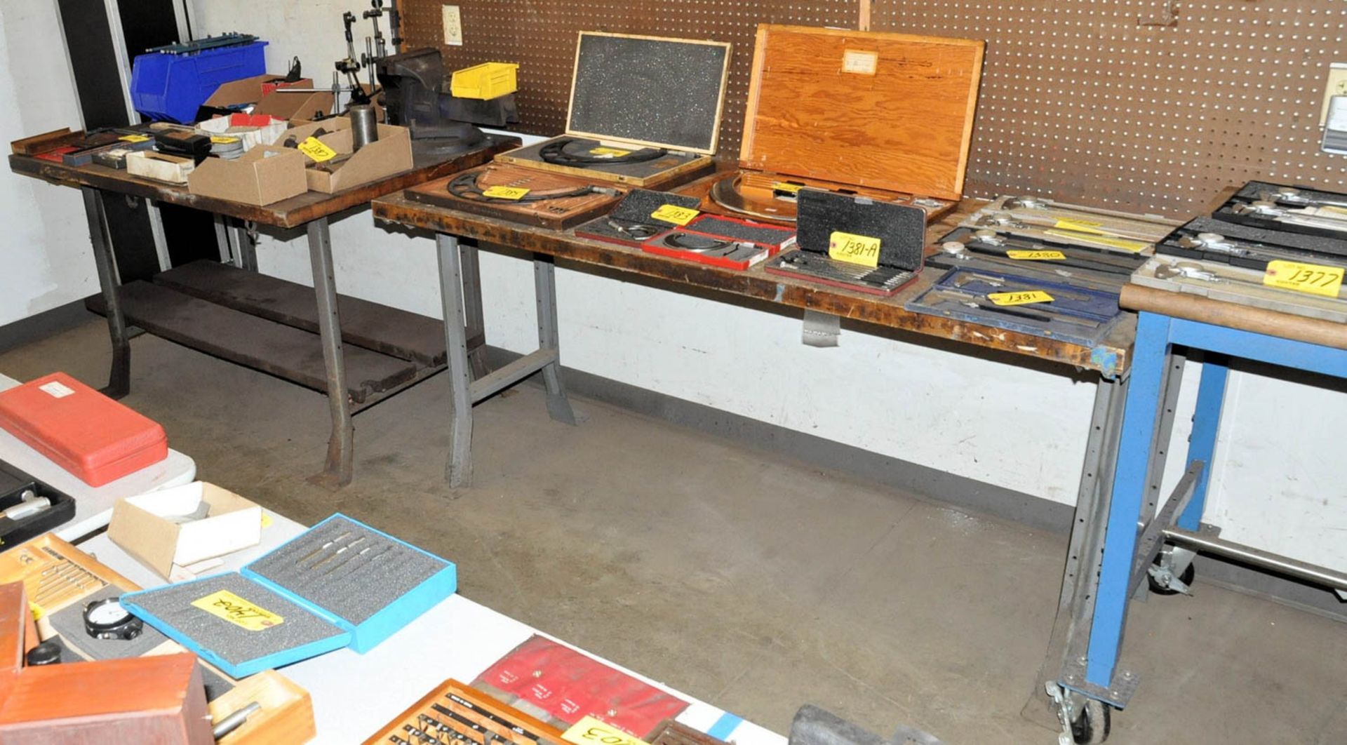 (3) HARDWOOD TOP WORK BENCHES AND (1) STANDARD WORK BENCH IN INSPECTION ROOM, (NOT TO BE REMOVED - Image 2 of 2