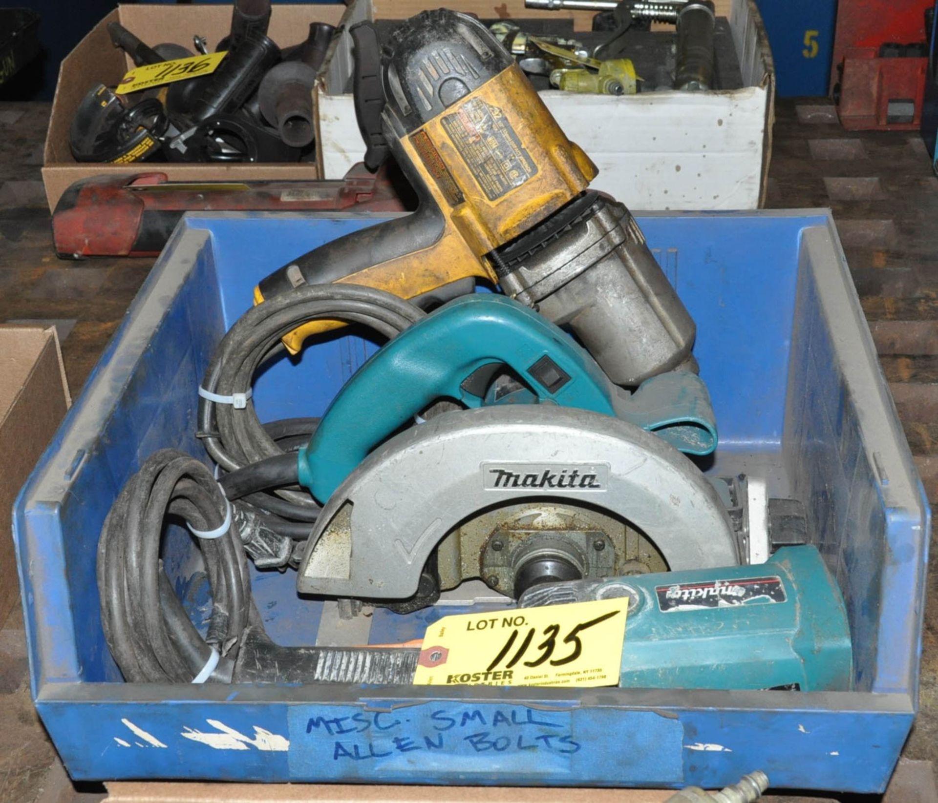 (1) SAW, (1) DRILL AND (1) GRINDER IN (1) BIN (NEED REPAIR)