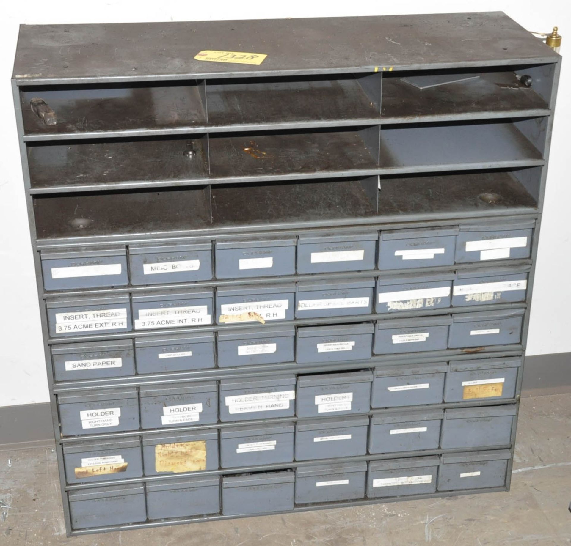 (2) 18-BIN AND (1) 18-OPEN SLOT ORGANIZER BIN CABINETS IN (1) STACK