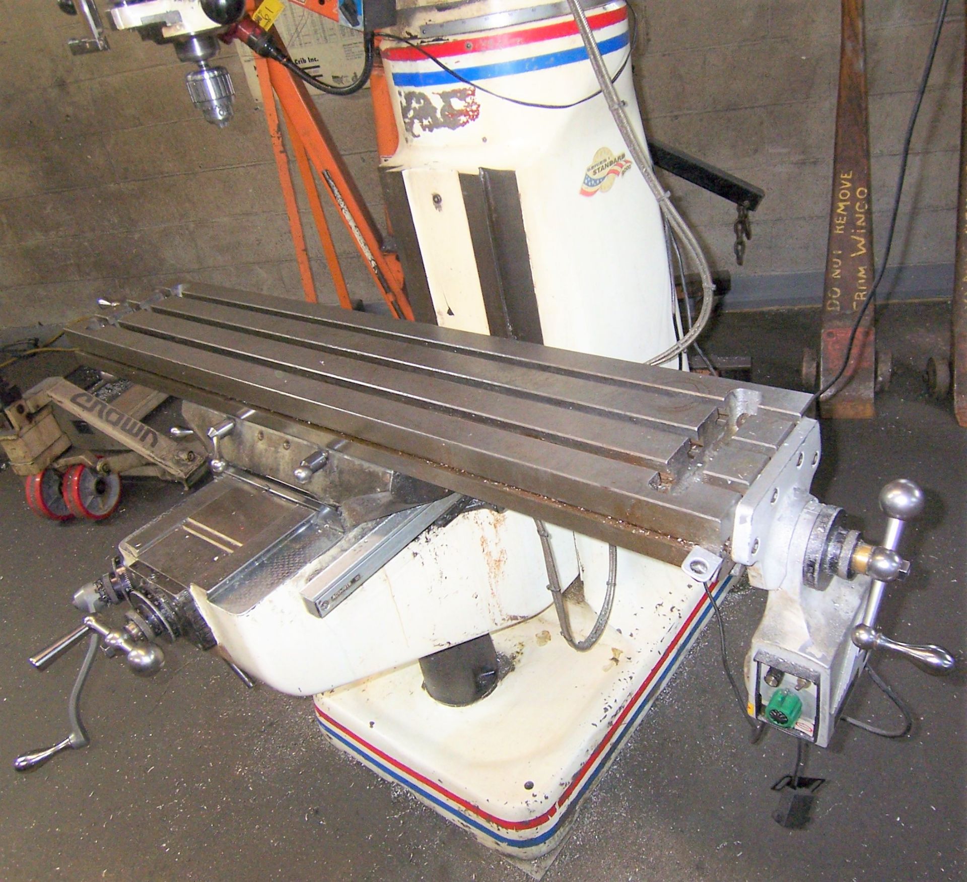 BRIDGEPORT 2HP VERTICAL MILLING MACHINE WITH 9" X 48" POWER FEED TABLE, SPINDLE SPEEDS TO 4,200 - Image 3 of 4