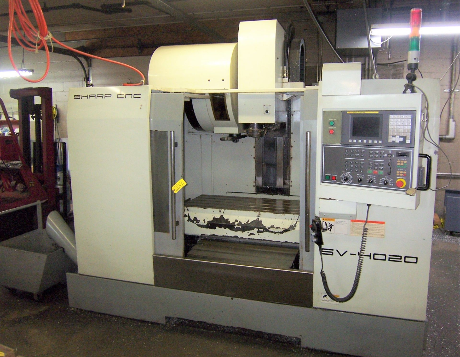 SHARP MDL. SV4020 CNC VERTICAL MACHINING CENTER WITH 20" X 45-1/2" TEE SLOTTED TABLE, 24-POSITION - Image 2 of 5