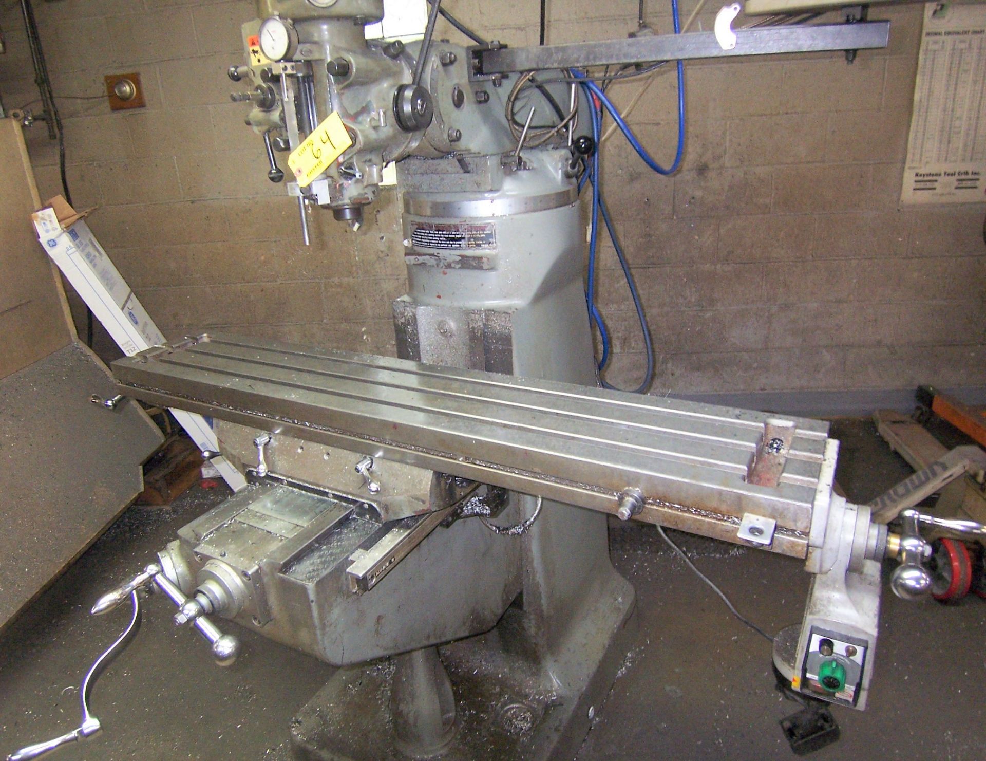 SHARP 3HP VARI-SPEED VERTICAL MILLING MACHINE WITH 9" X 50" POWER FEED TABLE, SPINDLE SPEEDS TO 4, - Image 3 of 4