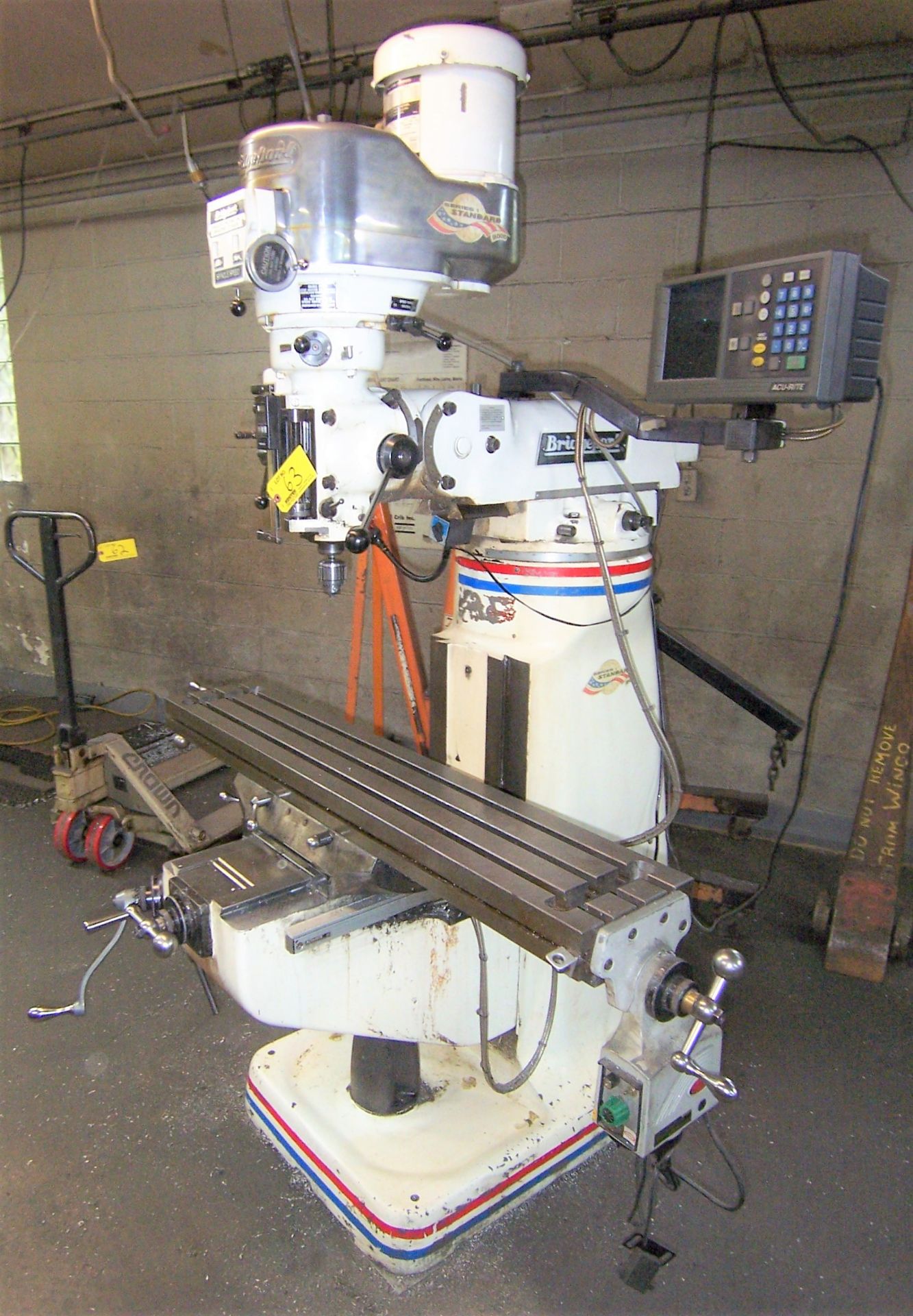 BRIDGEPORT 2HP VERTICAL MILLING MACHINE WITH 9" X 48" POWER FEED TABLE, SPINDLE SPEEDS TO 4,200 - Image 2 of 4