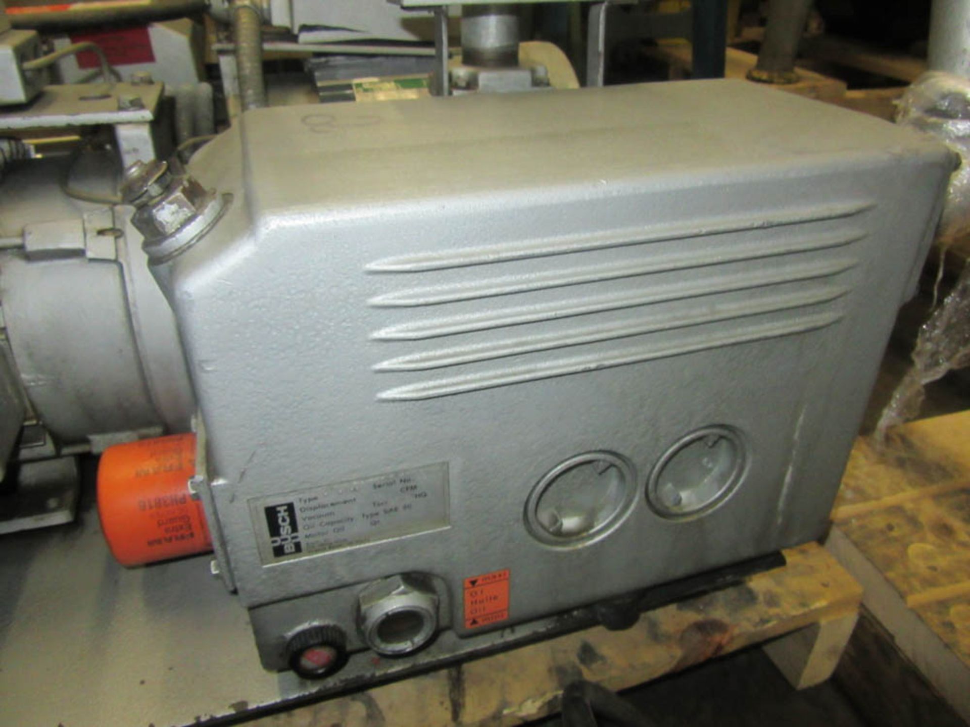 BUSCH MDL. RC900 SINGLE STAGE ROTARY VANE VACUUM PUMP, 230-460V/3PH/60HZ, MOTOR: 5 HP, 1740 RPM, - Image 4 of 4