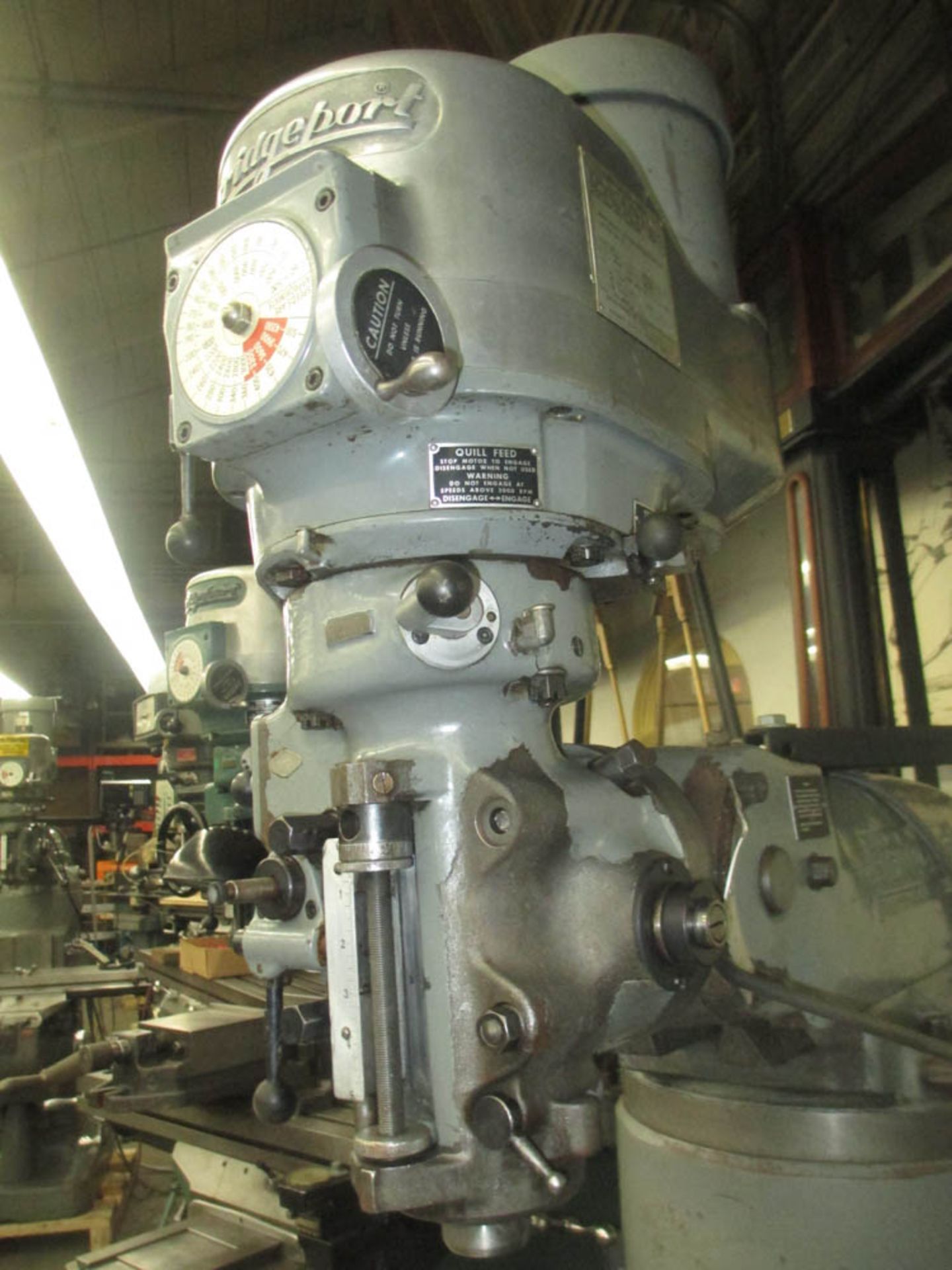 BRIDGEPORT MDL. BR2J 1-1/2 HP VARIABLE SPEED RAM TYPE VERTICAL TURRET MILLING MACHINE, TABLE SIZE: - Image 12 of 12