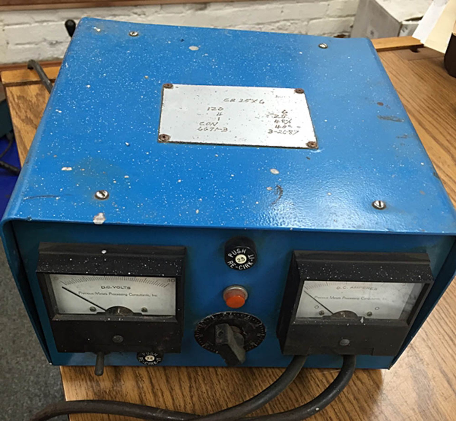 P.M.P.C. MDL. SB25X6 25 AMP DC POWER SUPPLY ELECTRO PLATING RECTIFIER, 120V/1PH/60HZ, INPUT AMPS: 4,