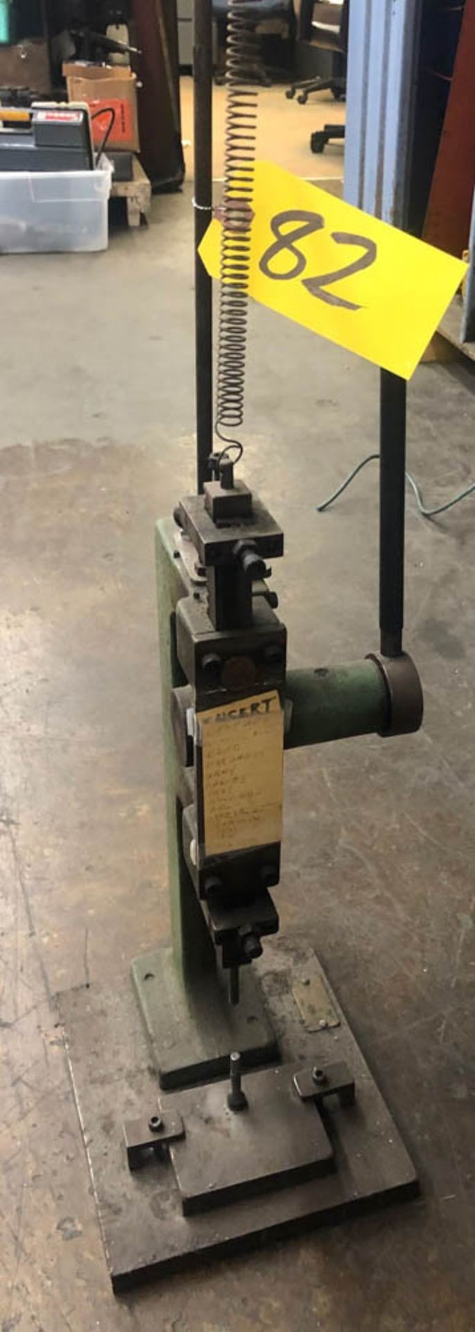 SCHMIDT TYPE RACK & PINION HAND OPERATED BENCH PRESS, THROAT SIZE: 3-1/2", LEVER SIZE: 7" LONG,