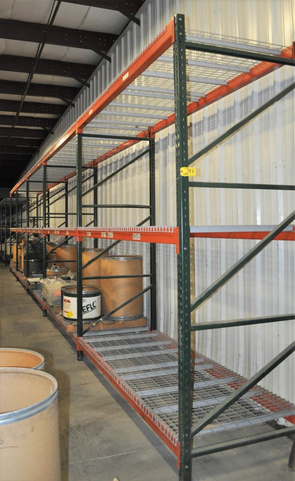 ROW OF TEAR DROP TYPE PALLET RACKING, [12] 10' HIGH X 42" DEEP UPRIGHTS, [10] 8' LONG CROSS RAILS,