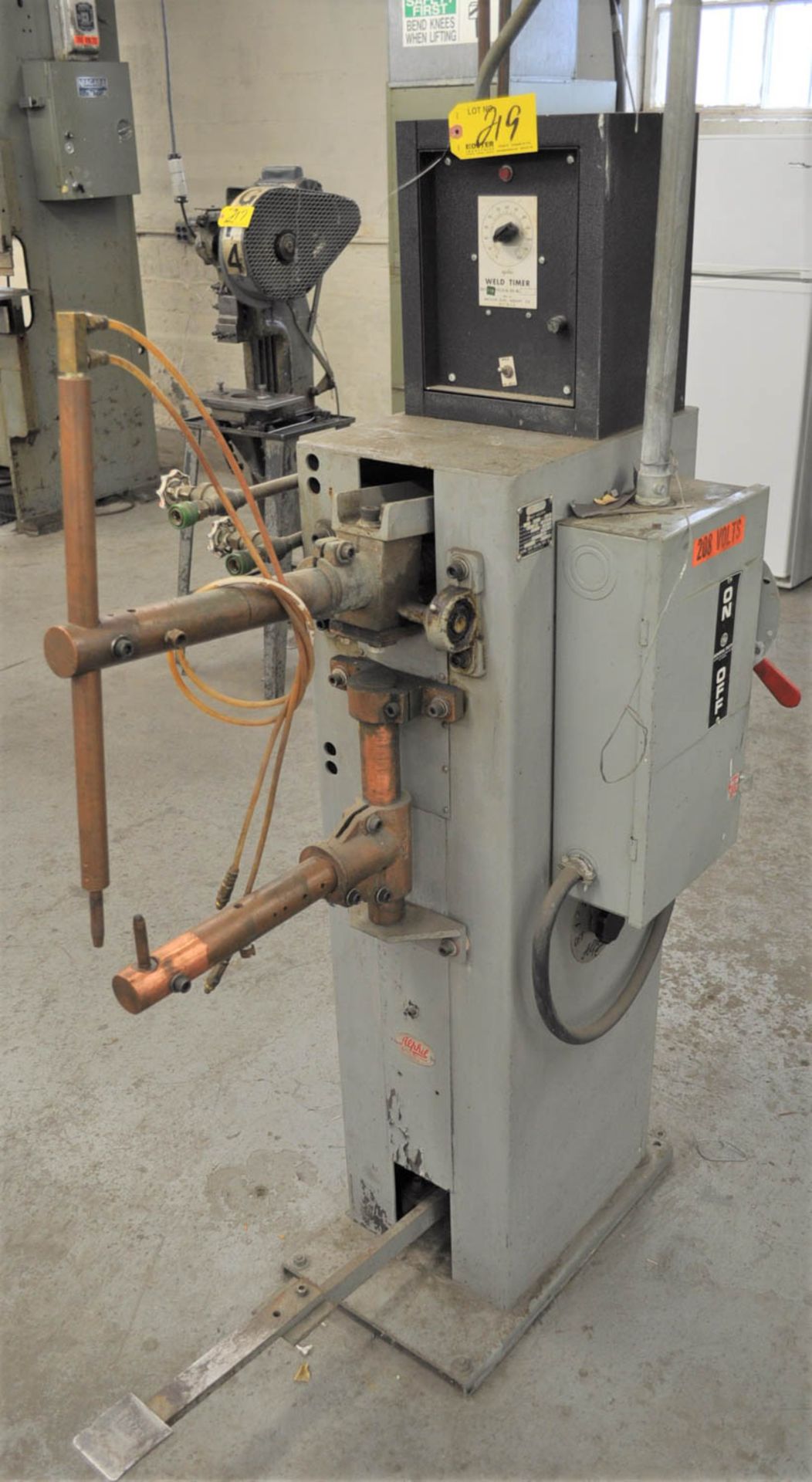 ALPHIL MDL. RFTEE 20-KVA ROCKER ARM SPOT WELDER, WELD TIMER, 14" THROAT, S/N: 7421