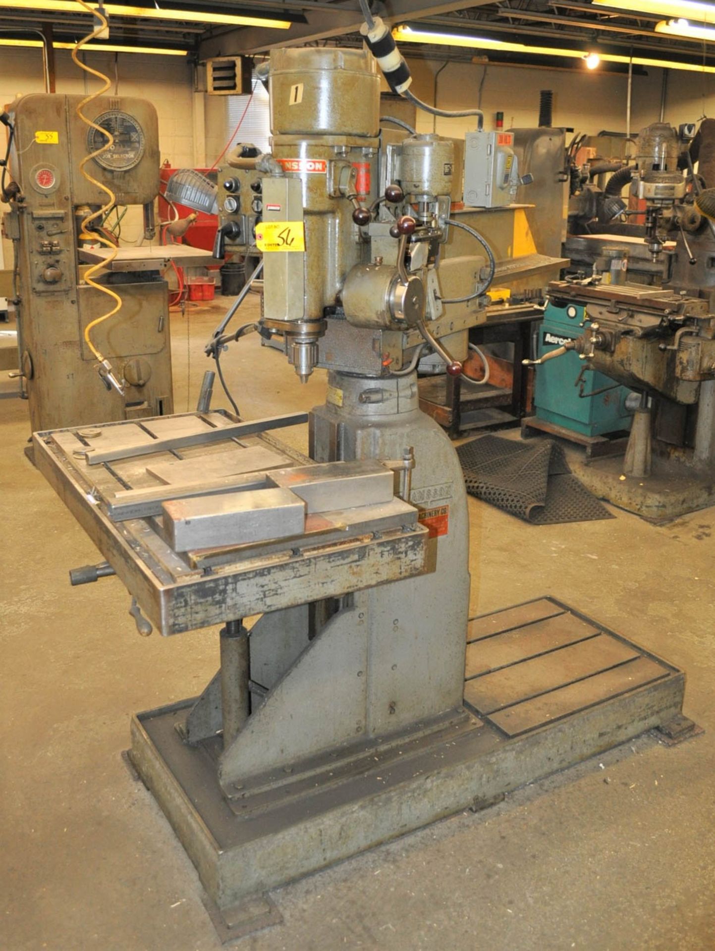 30" JOHANSSON RADIAL ARM DRILL, 37" X 17-3/4" T-SLOTTED TABLE, 8-SPINDLE SPEEDS, 125-1540 RPM, S/