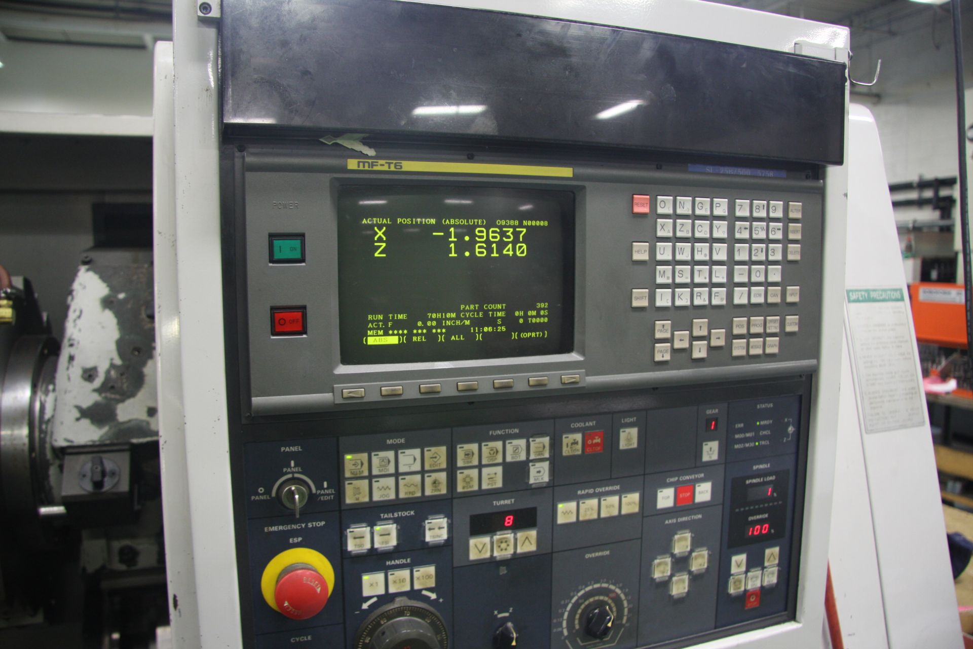 MORI SEIKI SL-25B5/500 CNC LATHE, TAILSTOCK, 10" 3-JAW CHUCK, MF-T6 CONTROL, TOOL PRESETTER, S/N: - Image 4 of 9