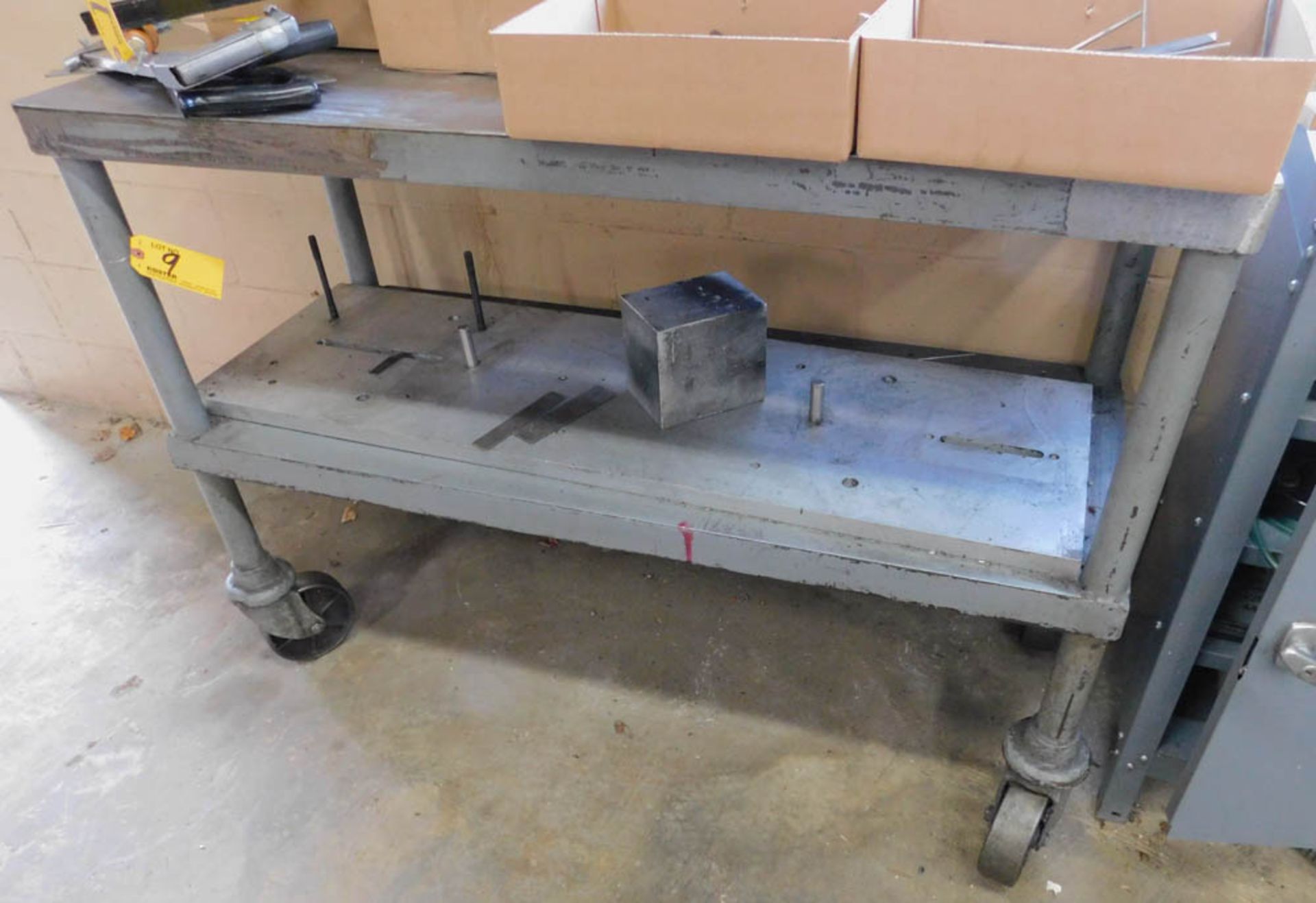 STEEL TOP 50" X 20" ROLLING TABLE (NO TOP CONTENTS)