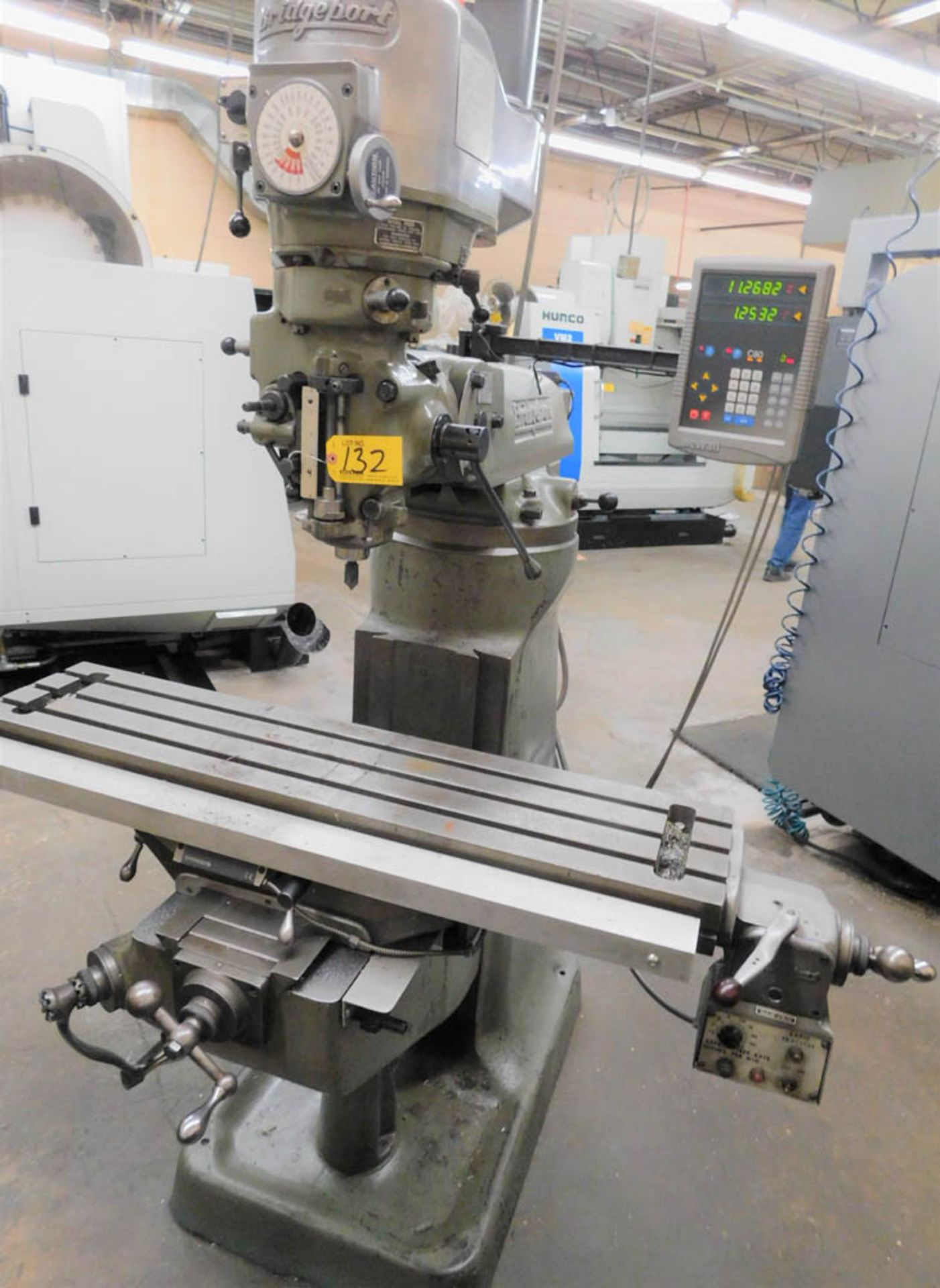 BRIDGEPORT 2HP KNEE TYPE VERTICAL MILLING MACHINE, NEWALL 2HP DIGITAL READOUT, 60-4200 RPM, 9" X 42" - Image 3 of 3