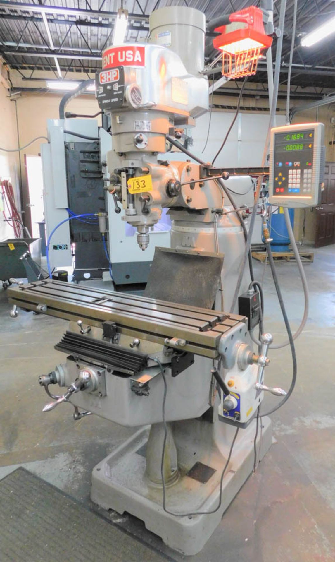 KENT USA MDL. KTM-3VS 3HP KNEE TYPE VERTICAL MILLING MACHINE, NEWALL C80 DIGITAL READOUT, 9" X 42"