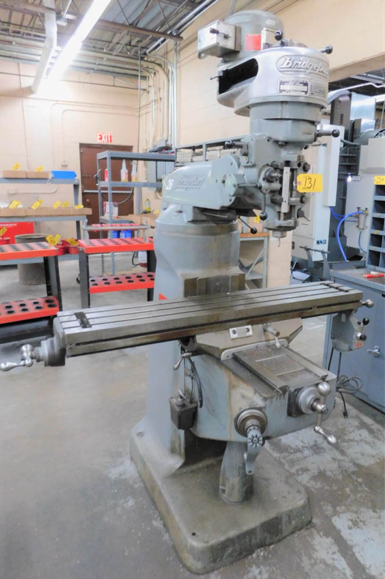 BRIDGEPORT 1HP KNEE TYPE VERTICAL MILLING MACHINE, 9" X 48" SERVO FEED TYPE 140 TABLE, 80-2720