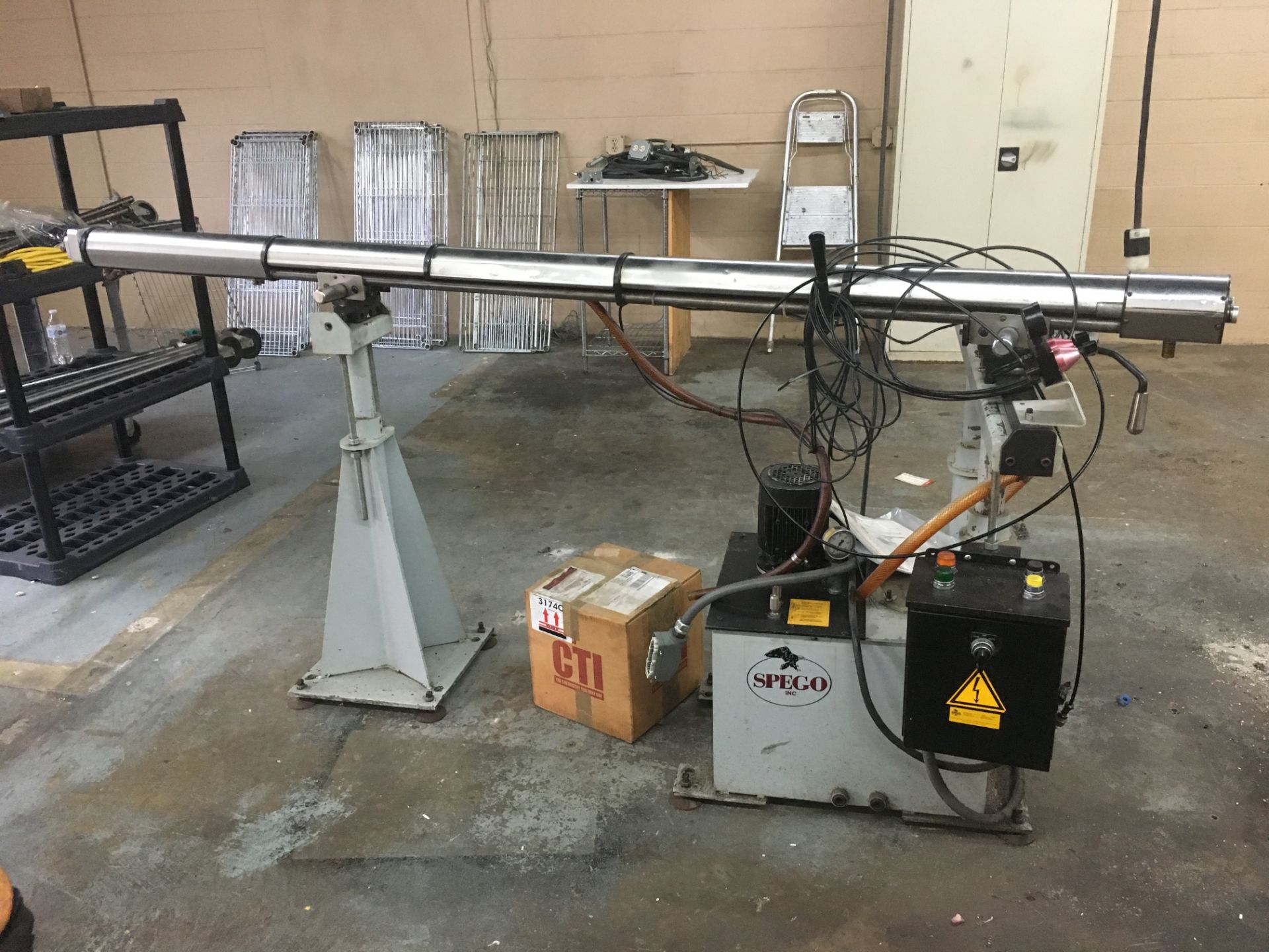 Spego "Turnamic" Hydraulic Bar Feed with Hydraulic Power Supply (Located in Hanover, MA)