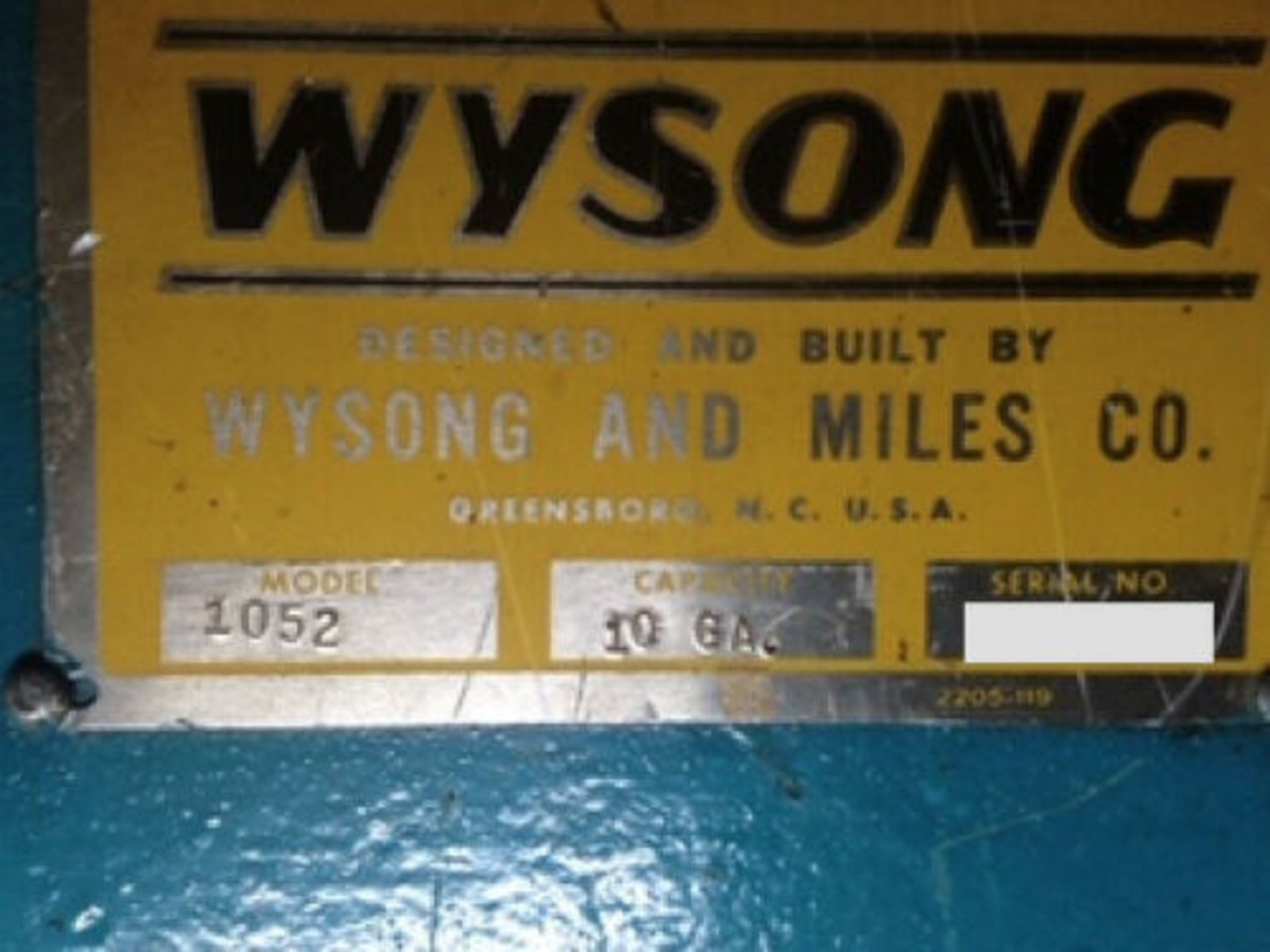 Wysong 52" x 10GA Model 1052 Power Squaring Shear - Image 6 of 6