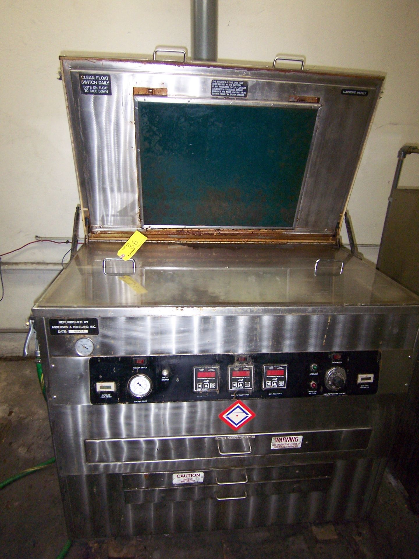 ABDERSON & VREELAND PLATE WASHER / MAKER, EXPOSURE TIMER, ANTI-TACK TIMER, OVEN TEMPERATURE CONTROL