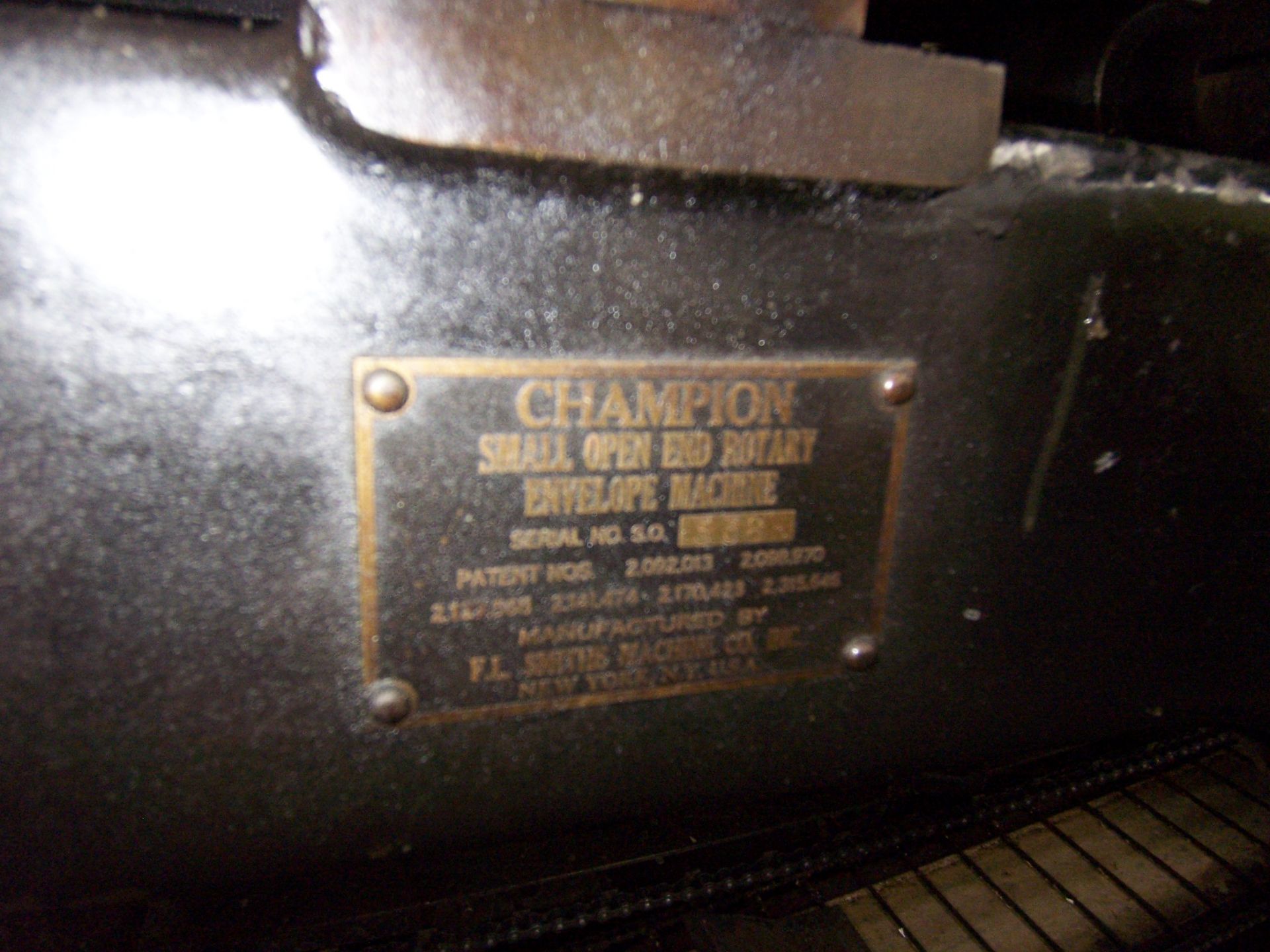 F.L. SMITHE CHAMPION S.O. SMALL OPEN END ROTARY ENVELOPE MACHINE, S/N: 338 - Image 6 of 6