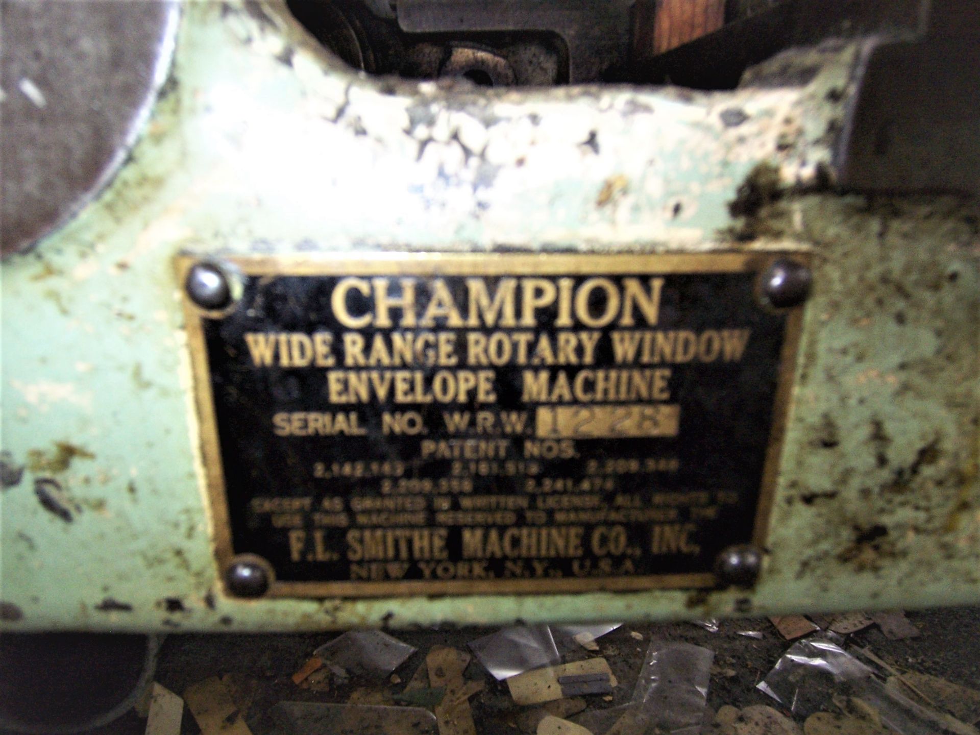 F.L. SMITHE CHAMPION W.R.W. WIDE RANGE ROTARY ENVELOPE MACHINE WITH PANEL CUTTER & GLUER, S/N: 1228 - Image 7 of 7