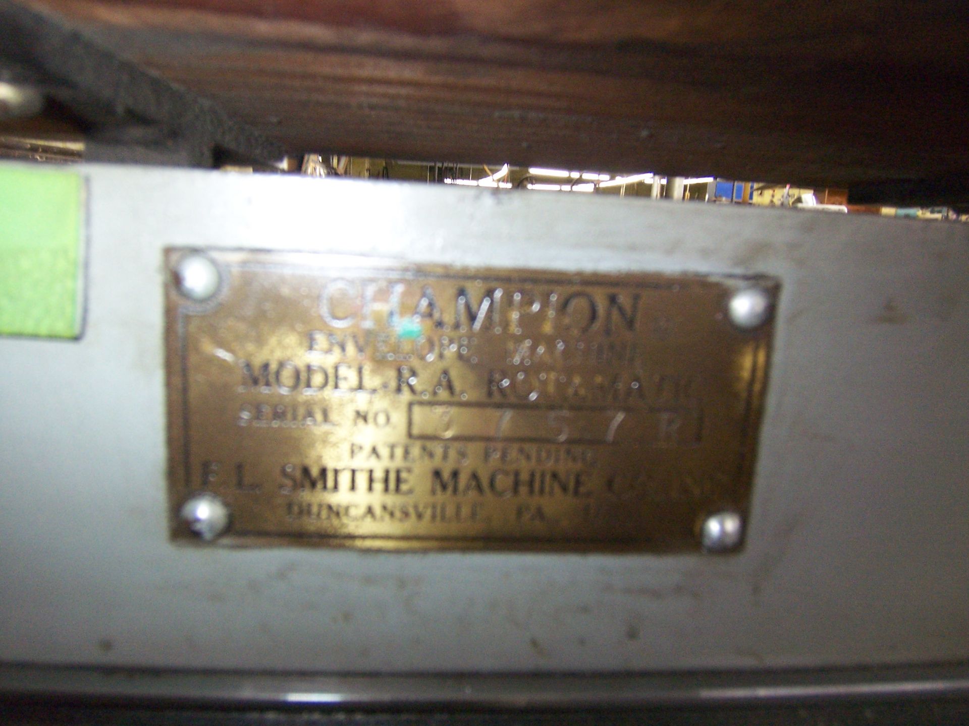 F.L. SMITHE CHAMPION RA ROTOMATIC ENVELOPE MACHINE WITH PANEL CUT, 2 OVER 1 - Image 8 of 10