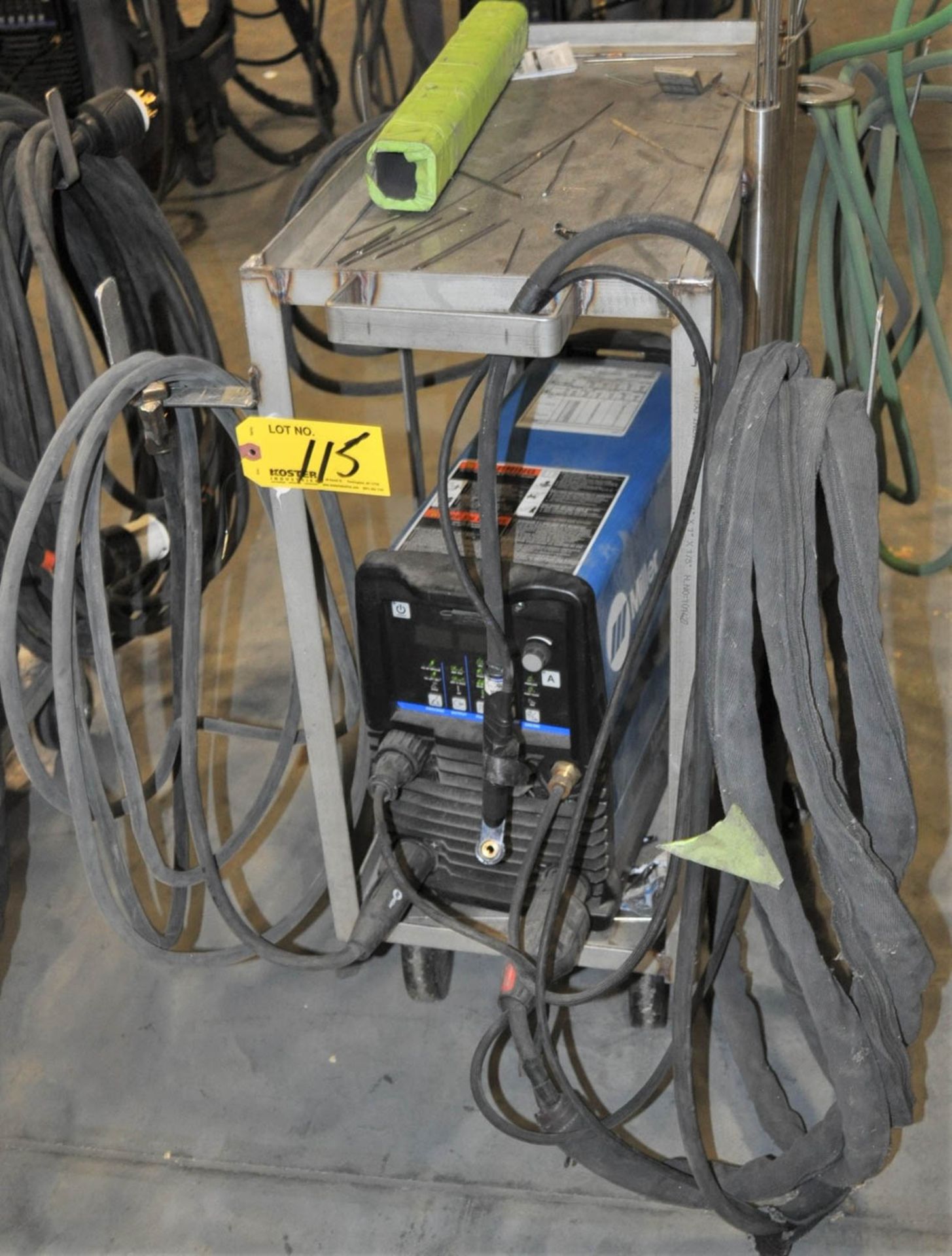 MILLER 210 TIG WELDER, SINGLE OR 3-PHASE, CARTS & CABLES, S/N: MG320668L