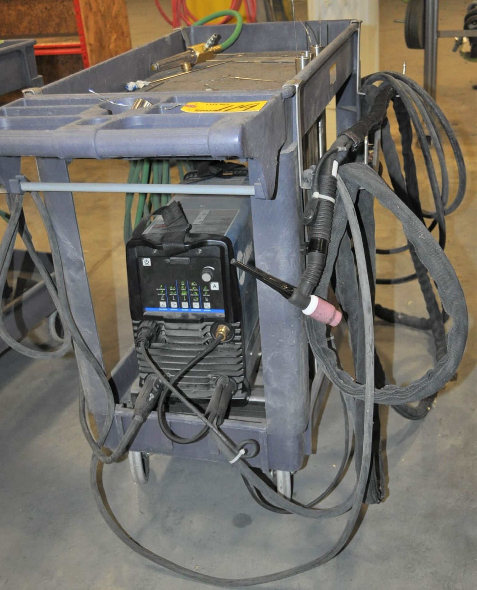 MILLER 210 TIG WELDER, SINGLE OR 3-PHASE, CARTS & CABLES, S/N: MG320668L