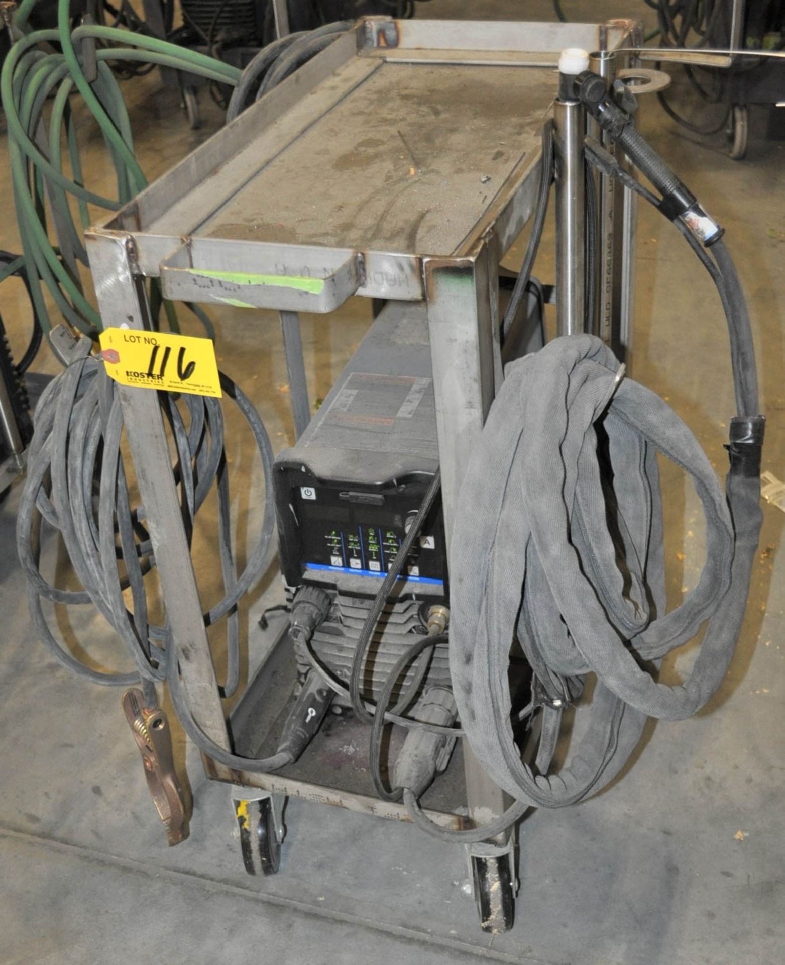 MILLER 210 TIG WELDER, SINGLE OR 3-PHASE, CARTS & CABLES, S/N: MG320668L