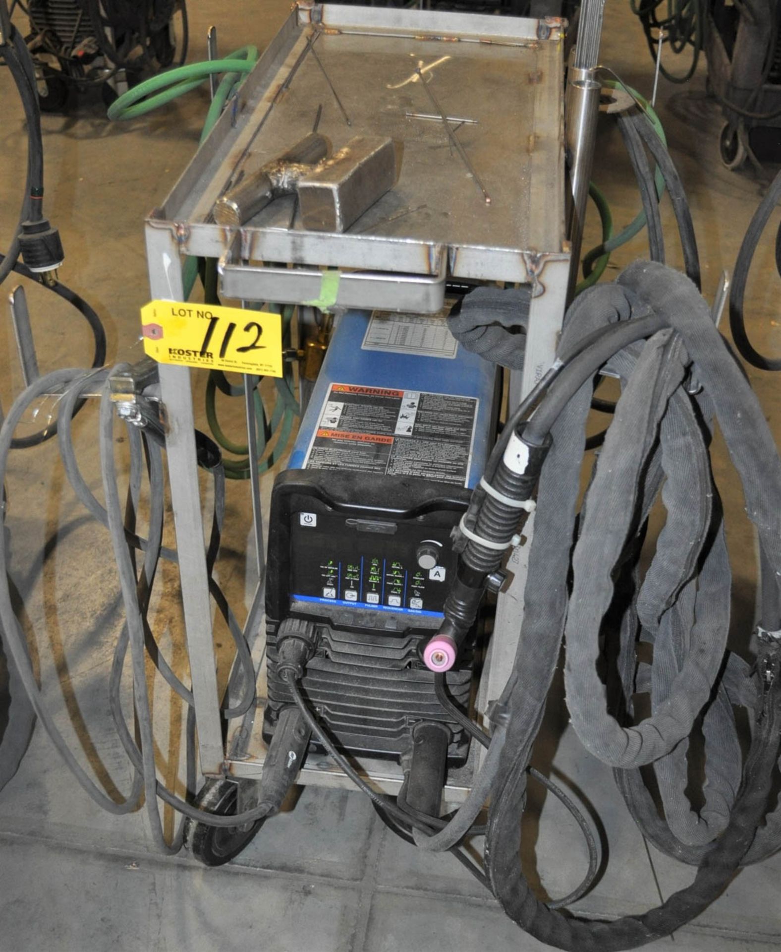 MILLER 210 TIG WELDER, SINGLE OR 3-PHASE, CARTS & CABLES, S/N: MG320668L