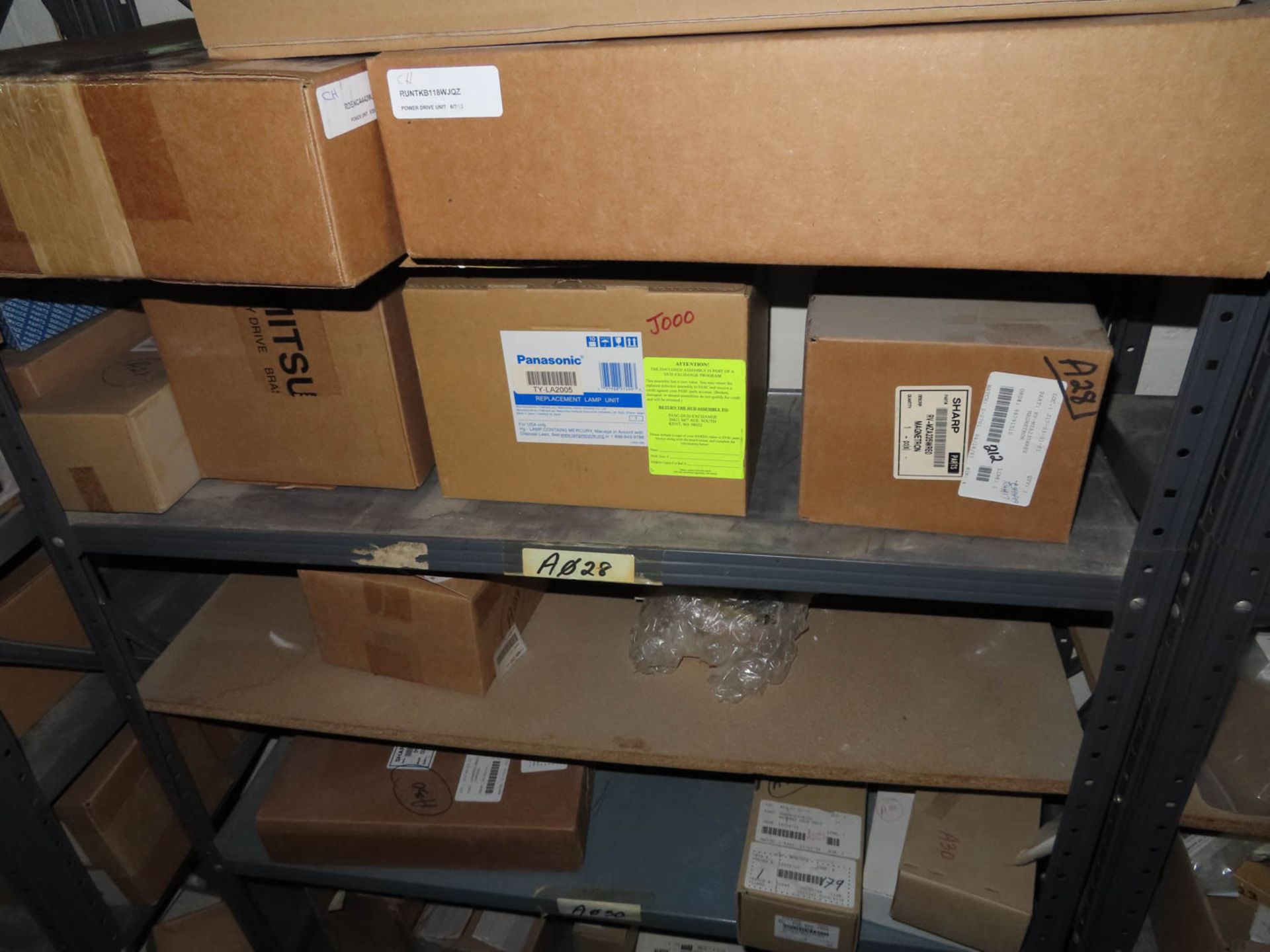 (3) SECTIONS OF SHELVING WITH CONTENTS - DLP LAMPS, BALLASTS, OPTICAL DECKS, ETC - Image 3 of 6