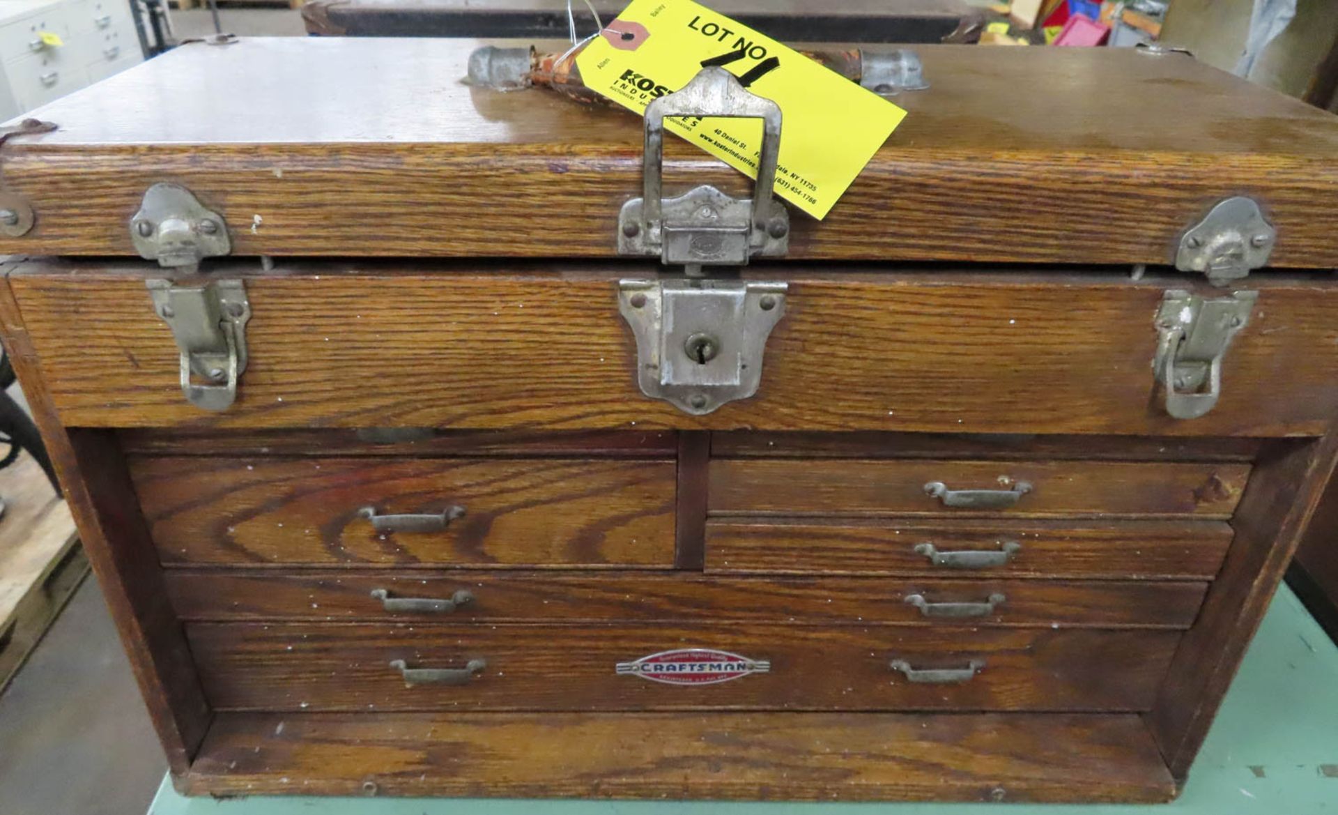 ANTIQUE CRAFTSMAN 7 DRAWER MECHANIST WOODEN TOOL BOX [ASSET# N/A]