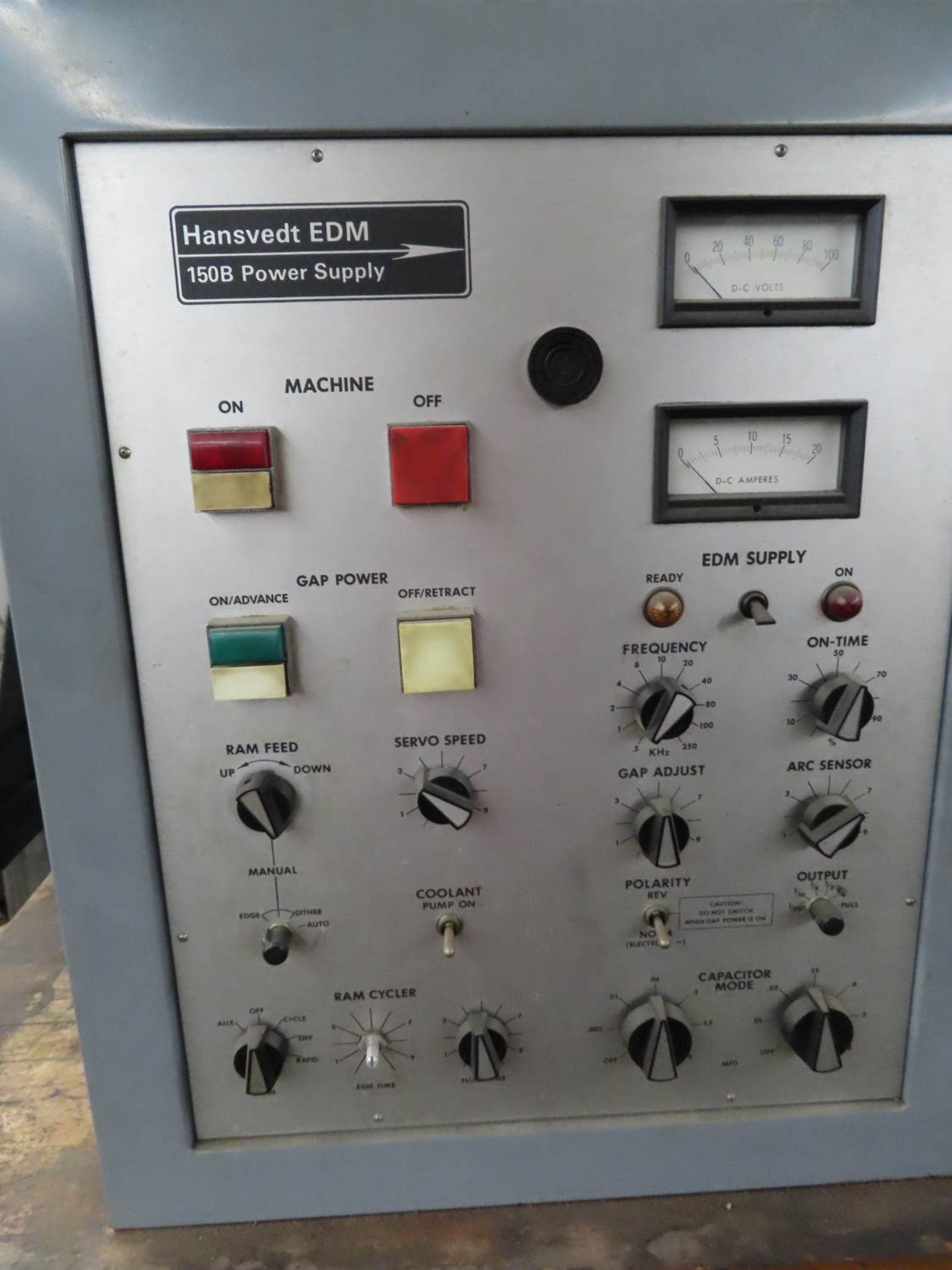 HANSVEDT MDL. #SM-150B ELECTRICAL DISCHARGE MACHINE, WITH DISTANCE RAM PLATEN TO TABLE MAX.: 16", - Image 2 of 3