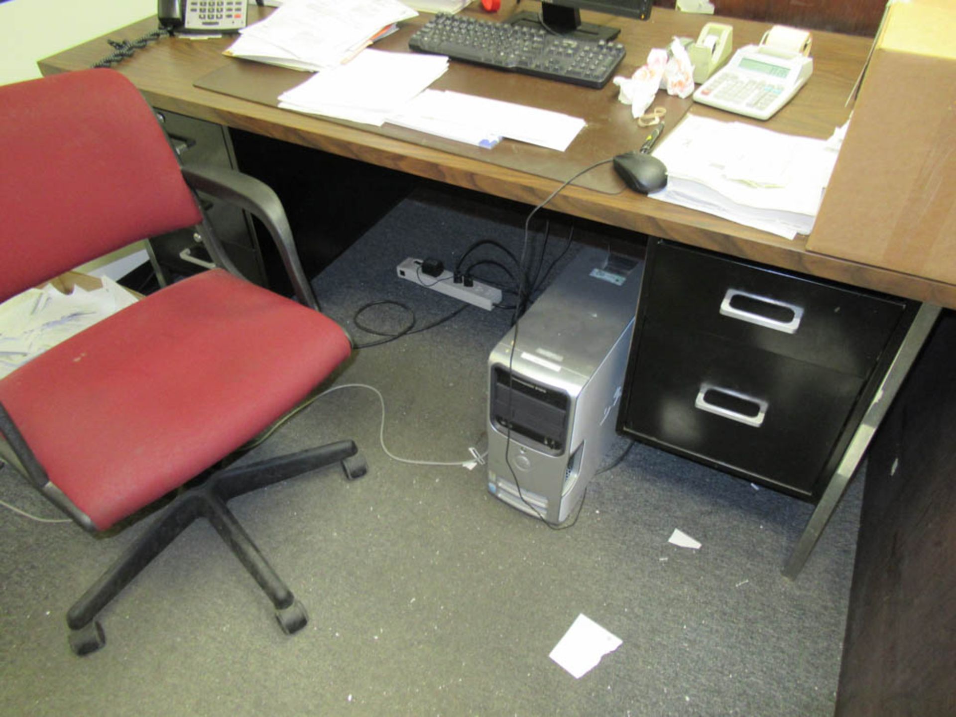 DESK, CHAIR, 4-DRAWER FILE CABINET, [2] SIDE CHAIRS (NO COMPUTER) [LOCATED IN CLIFTON, NJ]