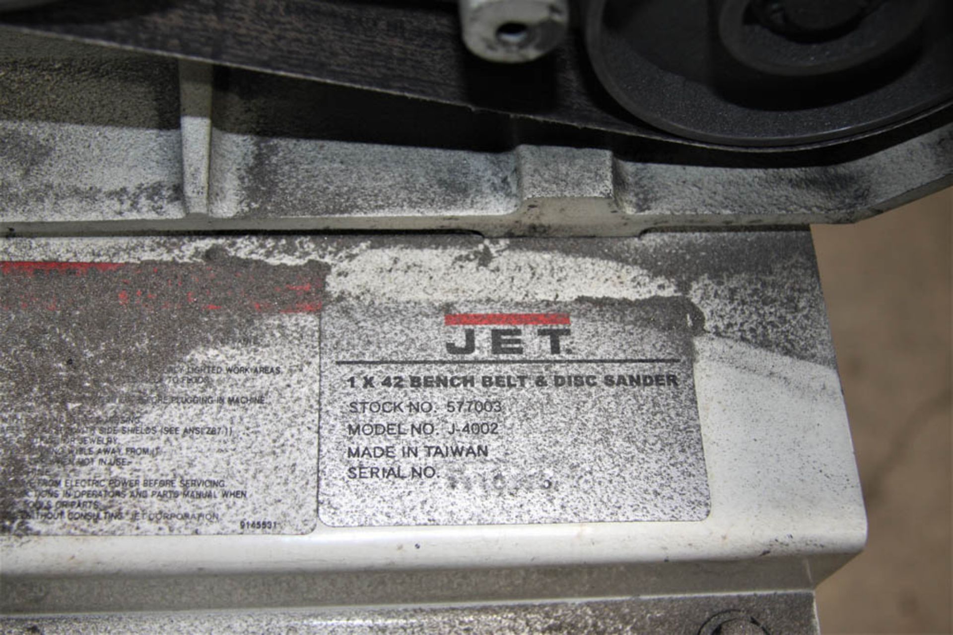 JET MDL. J-4002 1" X 424 / 8" VERTICAL BELT / DISC SANDER, 1/60 - Image 2 of 4