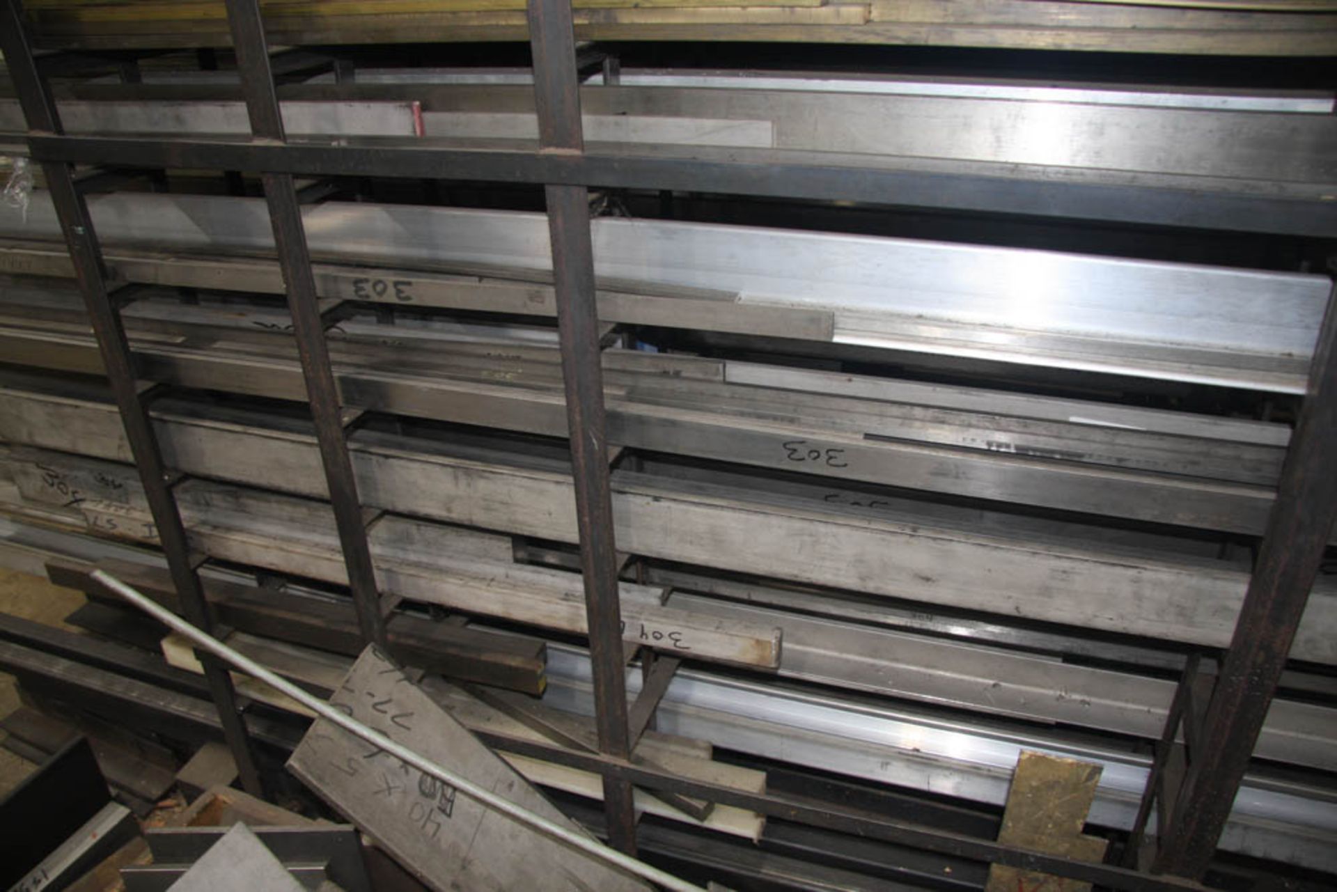 [2] STEEL RACKS, WITH CONTENTS (ON RACKS & FLOOR AROUND RACKS ONLY), INCLUDING: STEEL ROUND BAR, - Image 3 of 6