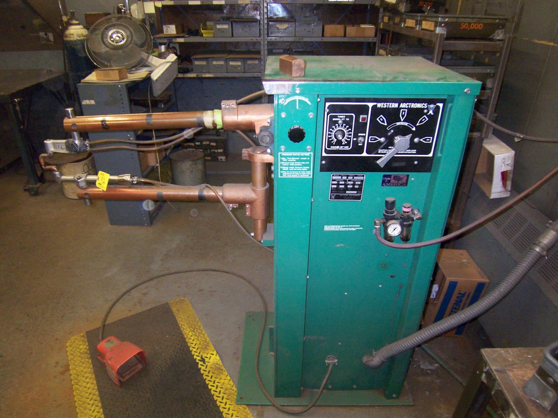 WESTERN ARCTRONICS 30-KVA SPOT WELDER, WITH 27" THROAT, WELD TIMER, FOOT PEDAL, S/N: FH809 - Image 2 of 2