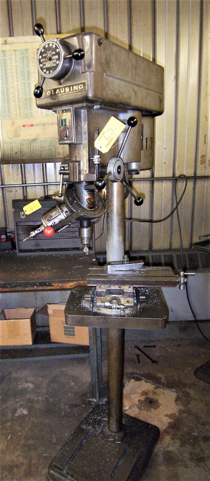 CLAUSING MDL. 1769 15" FLOOR TYPE DRILL PRESS, VARI-SPEED, WITH 330-4000 RPM SPINDLE SPEEDS,