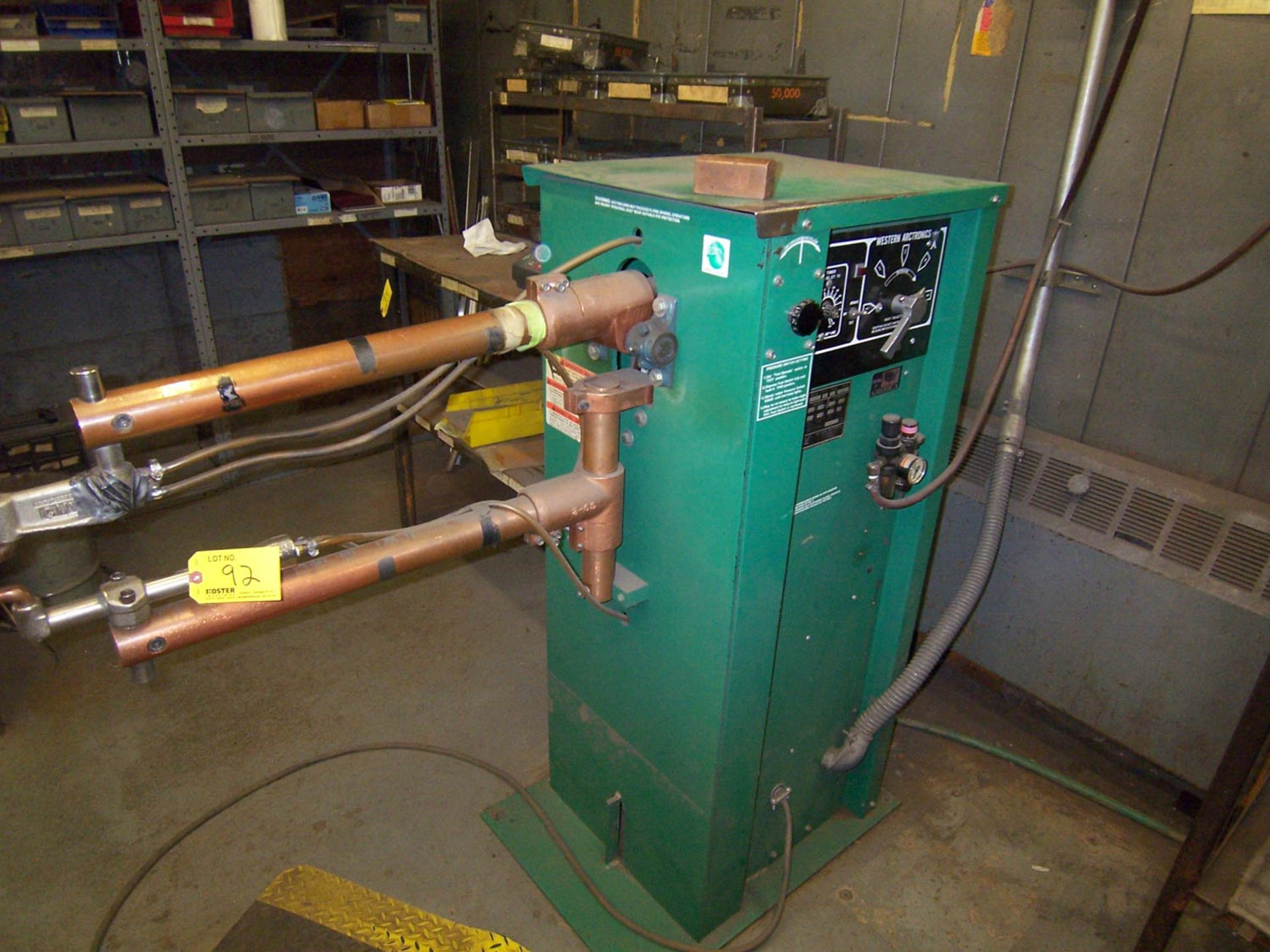 WESTERN ARCTRONICS 30-KVA SPOT WELDER, WITH 27" THROAT, WELD TIMER, FOOT PEDAL, S/N: FH809