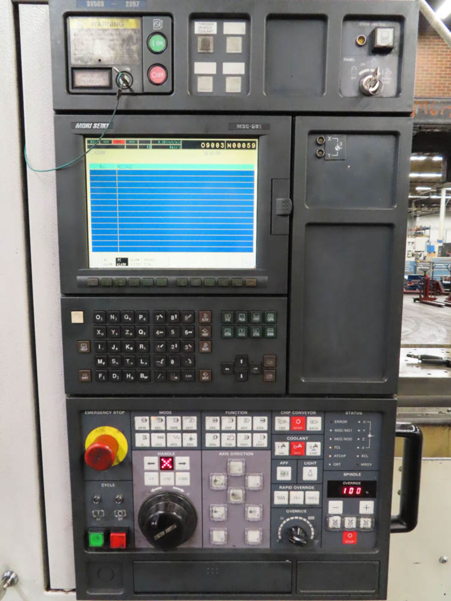 MORI SEIKI SV-503B/50 CNC VERTICAL MACHINING CENTER, WITH MSG-501 CNC CONTROLS, 50 TAPER SPINDLE, - Image 2 of 5