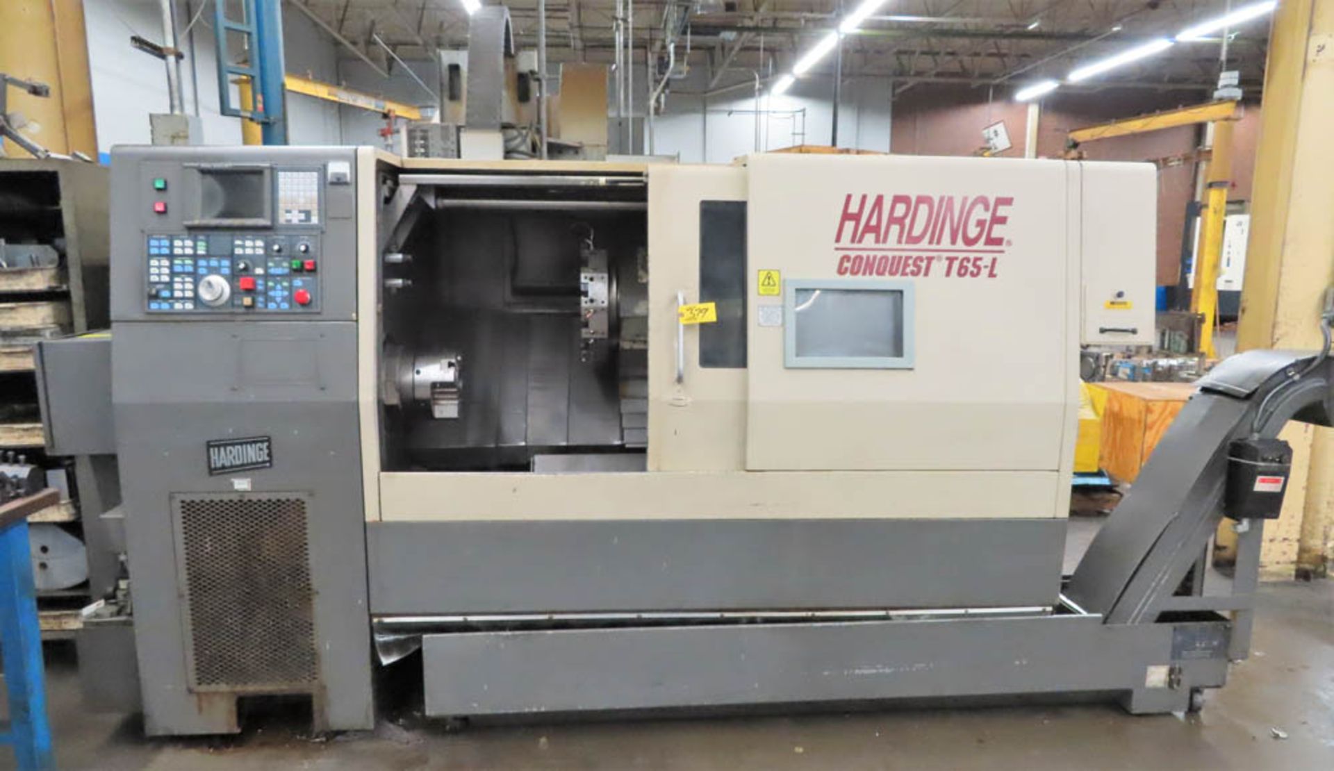 HARDINGE CONQUEST T65-L CNC TURNING CENTER, WITH GE FANUC SERIES 18T CNC CONTROLS,